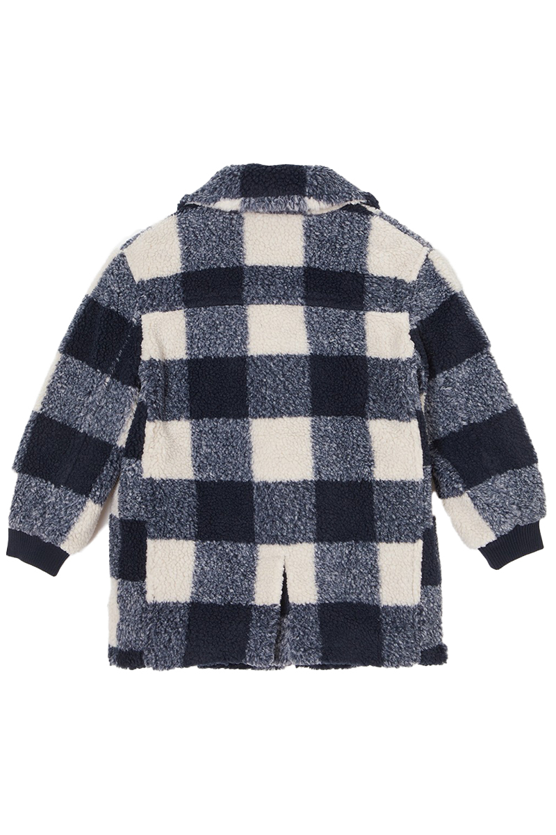 Tommy Hilfiger teddy oversized gingham peacoat Blauw-1 2