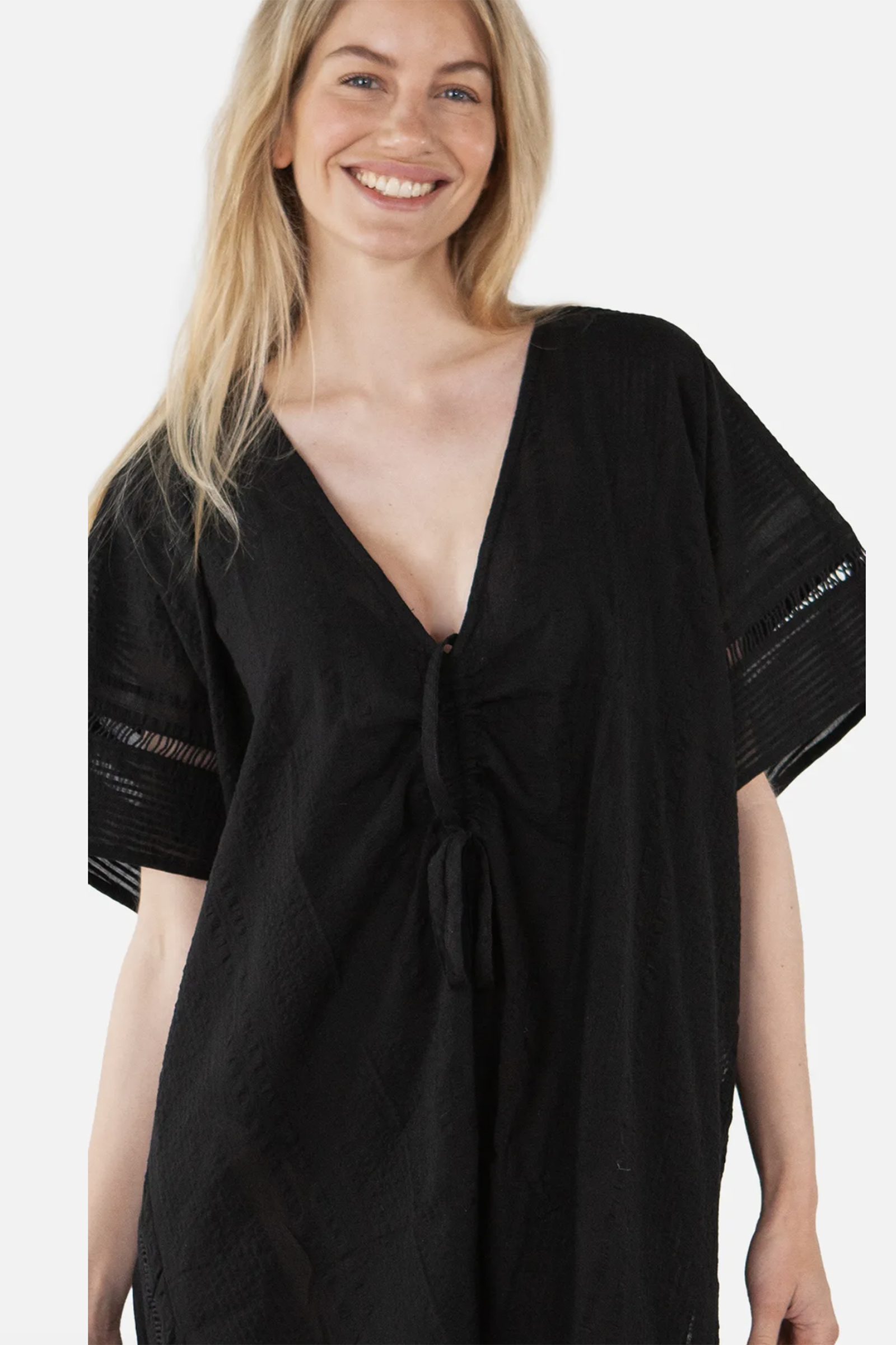 Bad/beach dames blouse strand zwart