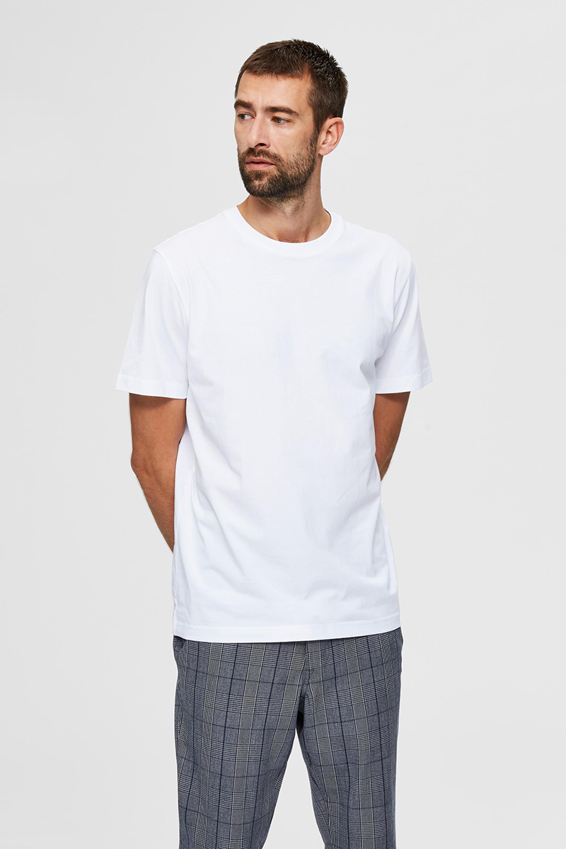 Selected SLHNORMAN180 SS O-NECK TEE S NOOS Wit-1 1