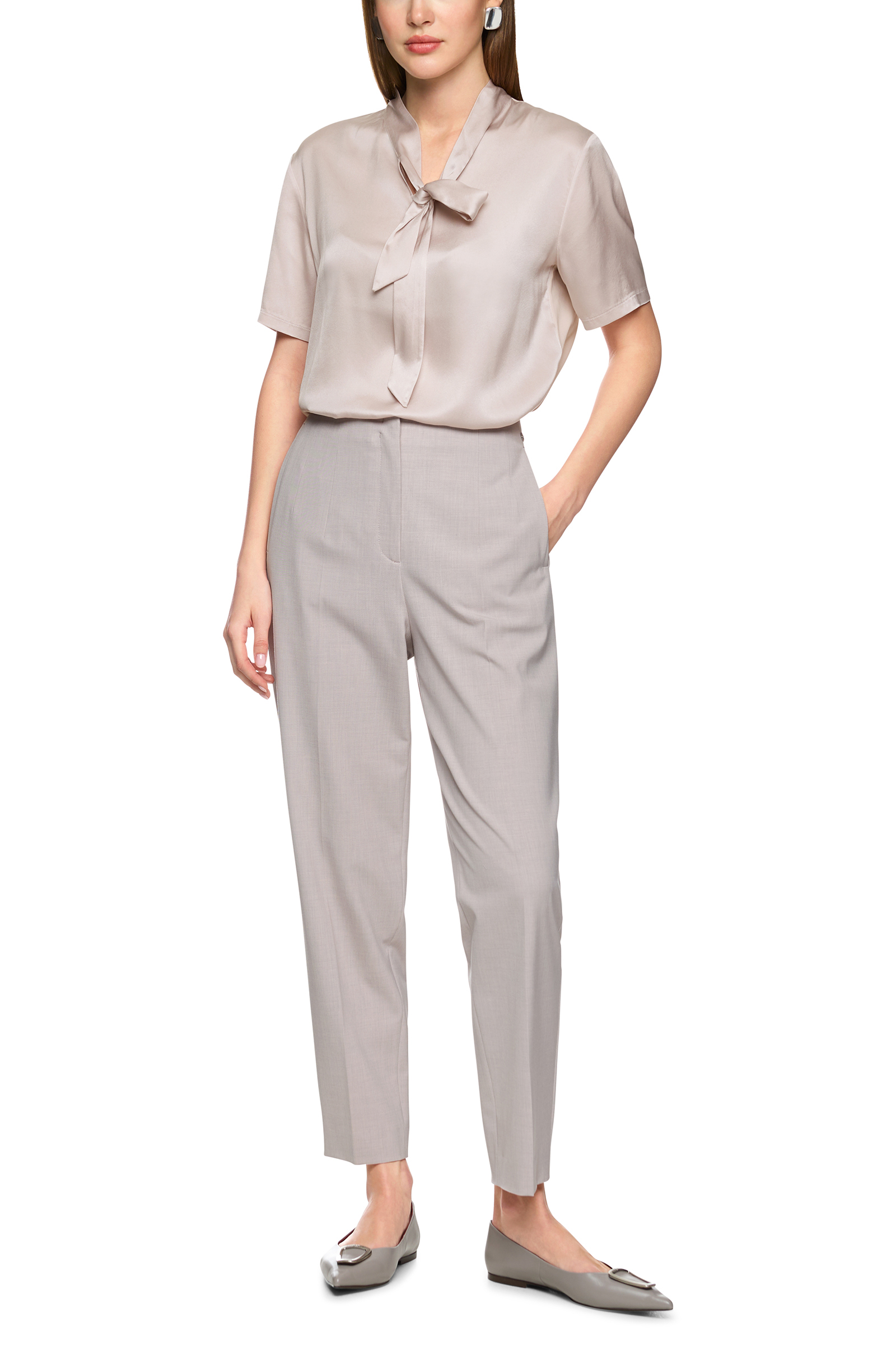 Dames blouse lange mouw bruin