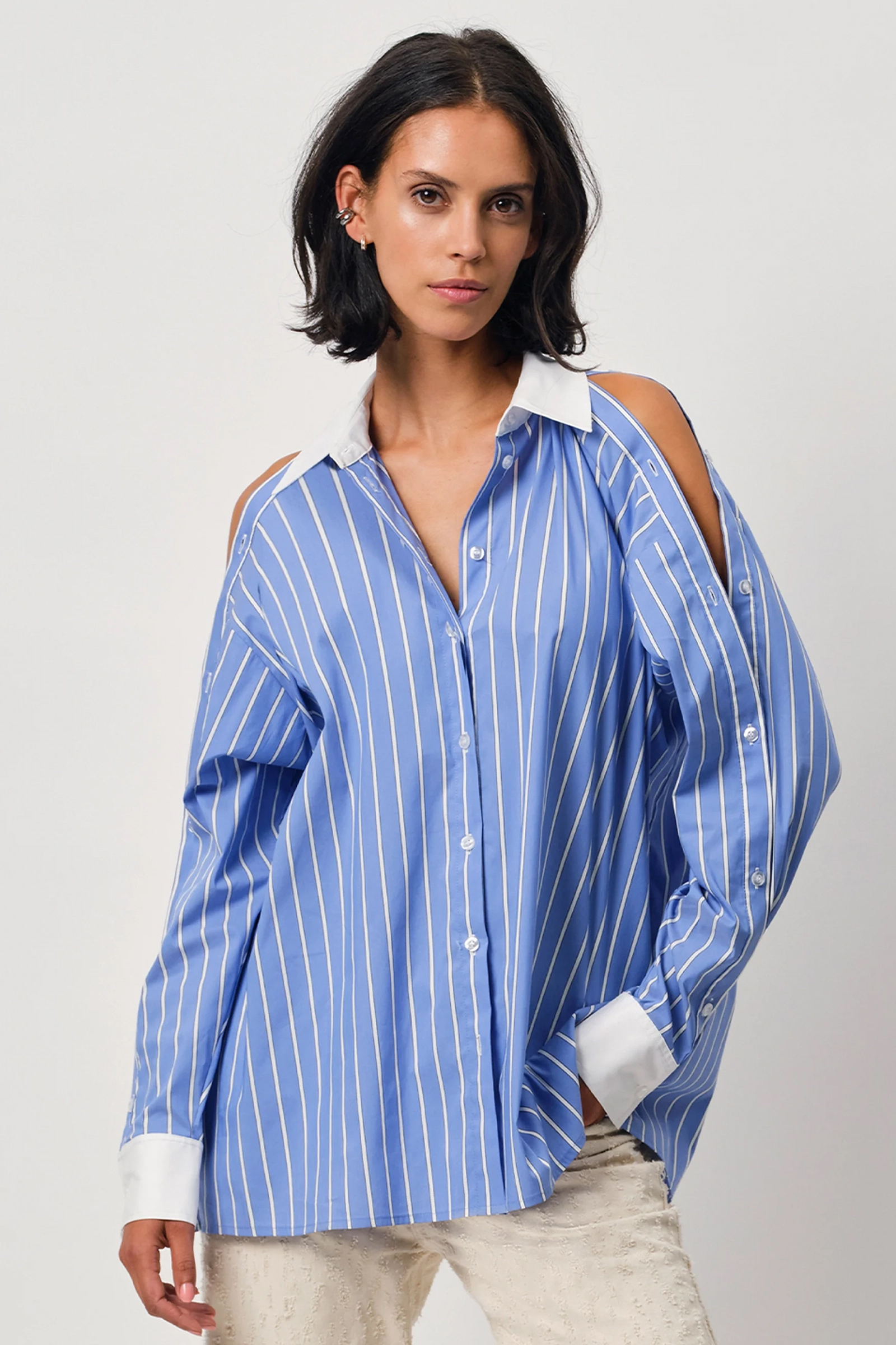 Dames blouse lange mouw blauw