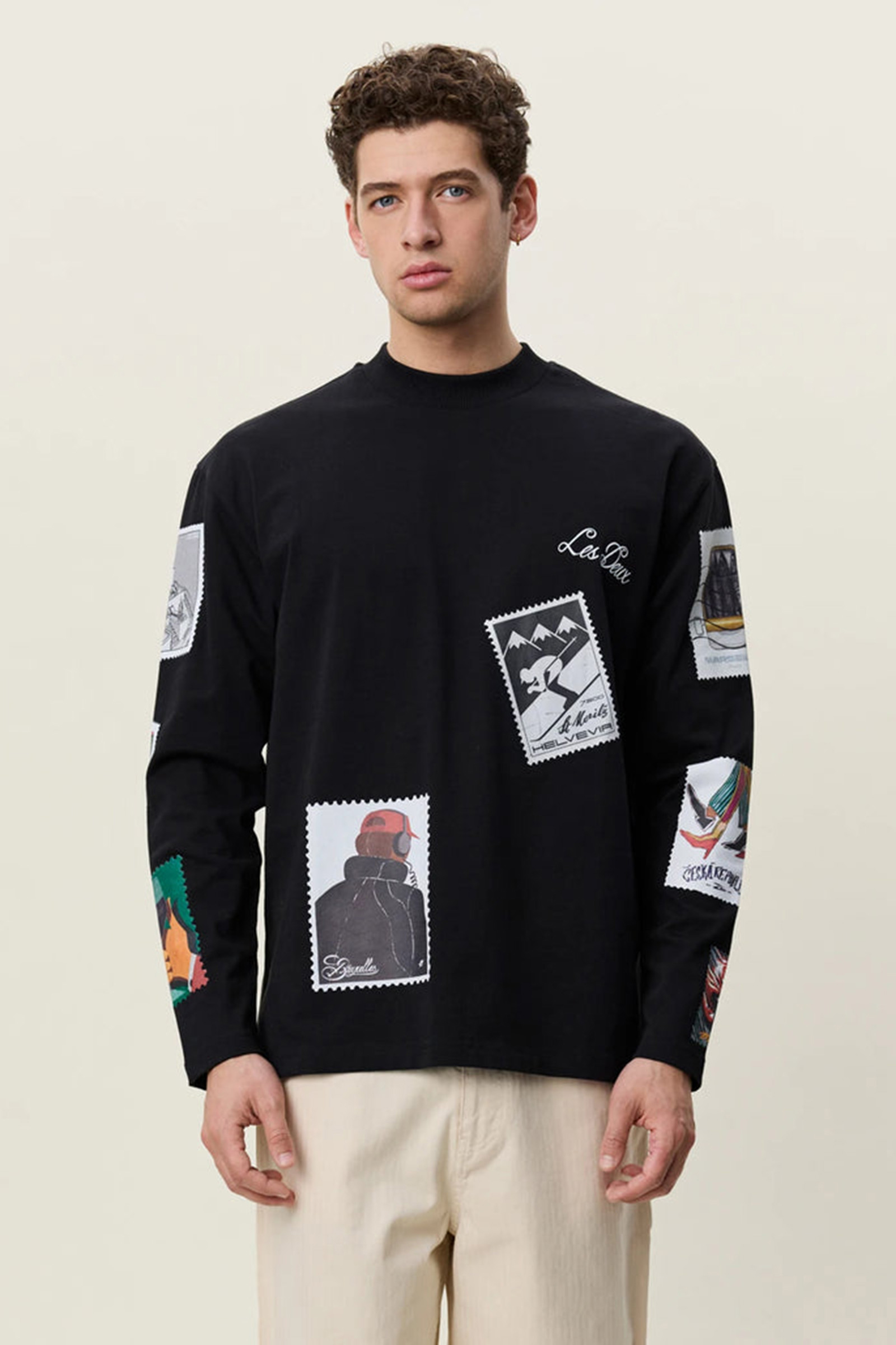 Heren t-shirt lange mouw zwart