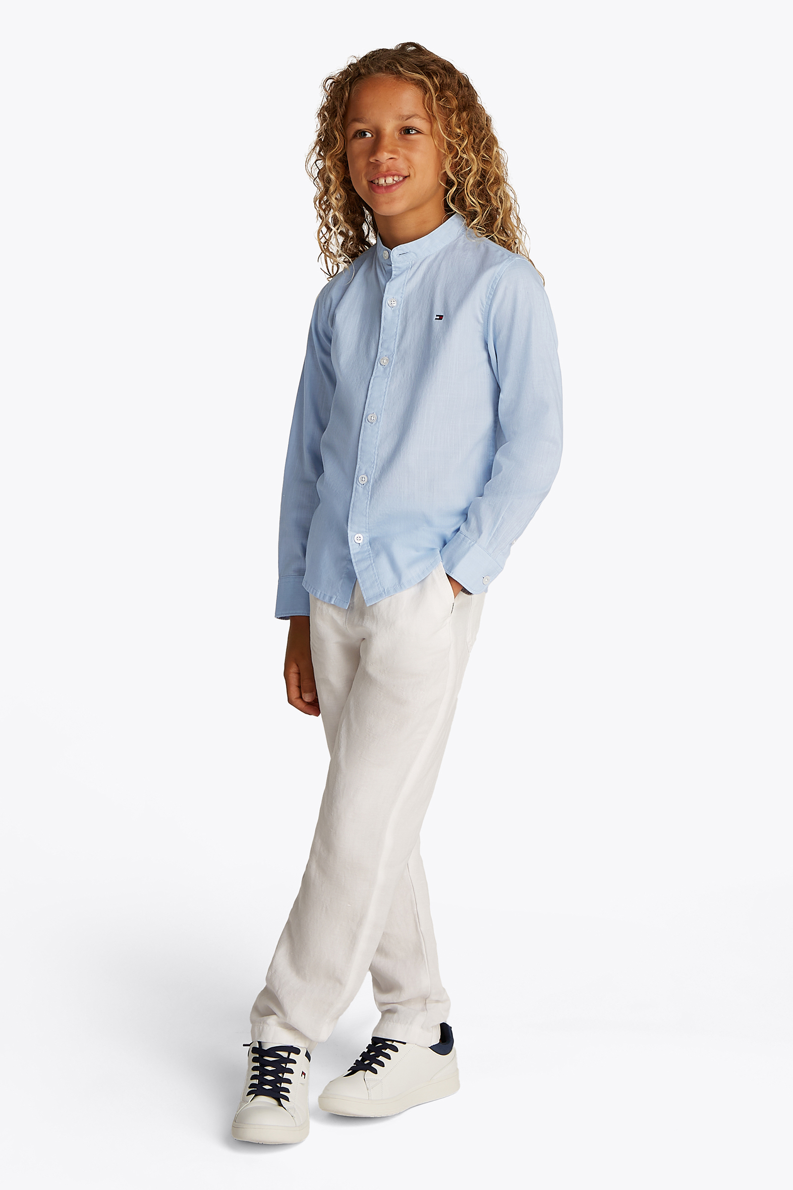 Tommy Hilfiger Mao collar regular shirt Blauw-1 2
