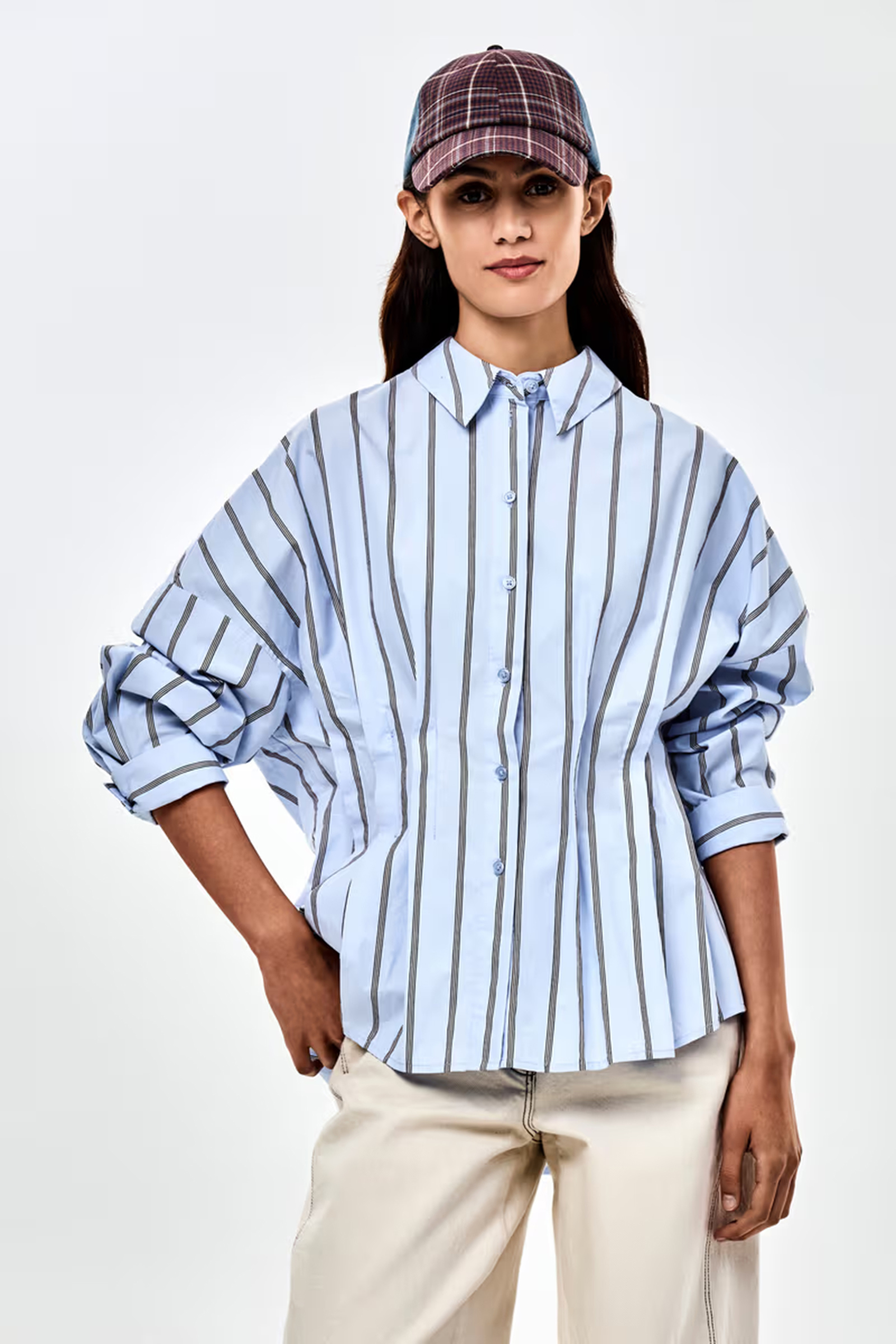 Dames blouse lange mouw blauw