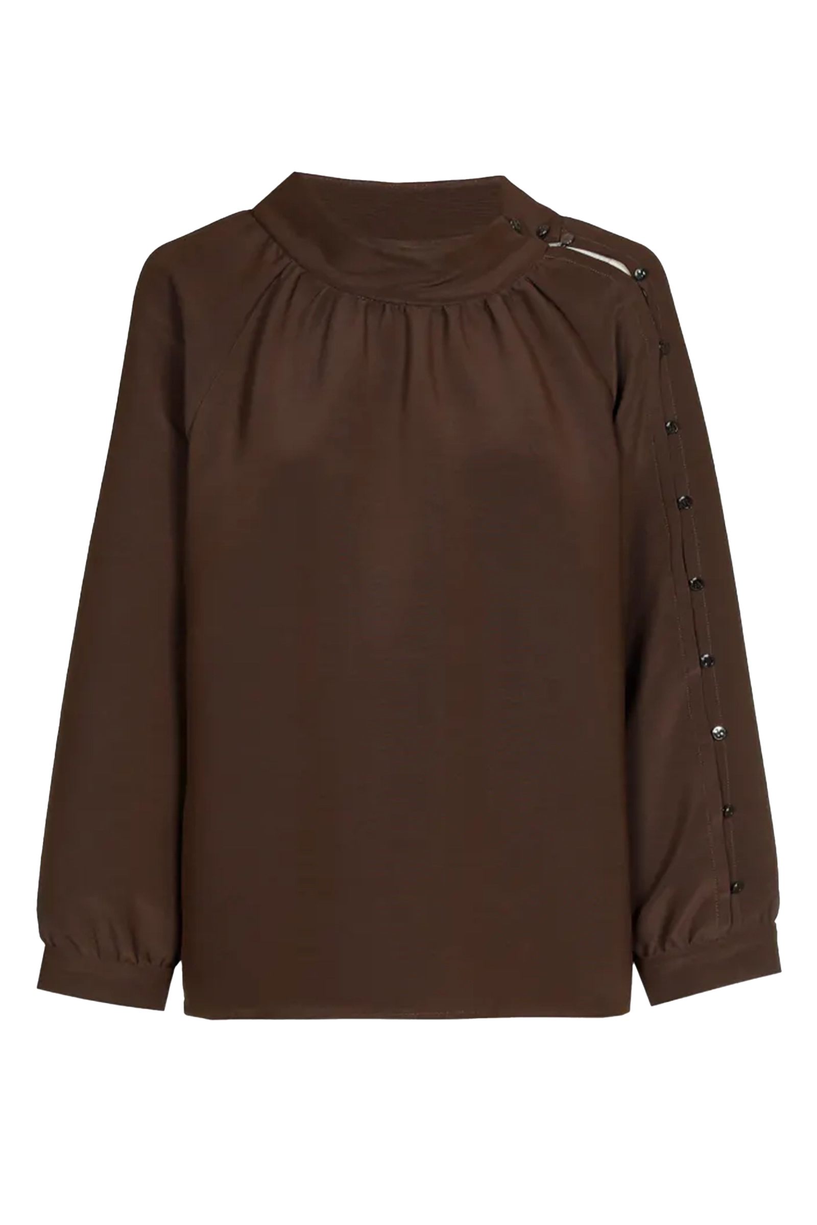 Dames blouse lange mouw bruin