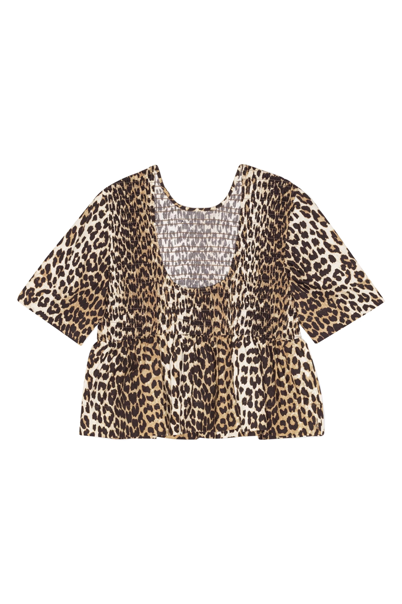 Dames blouse korte mouw bruin