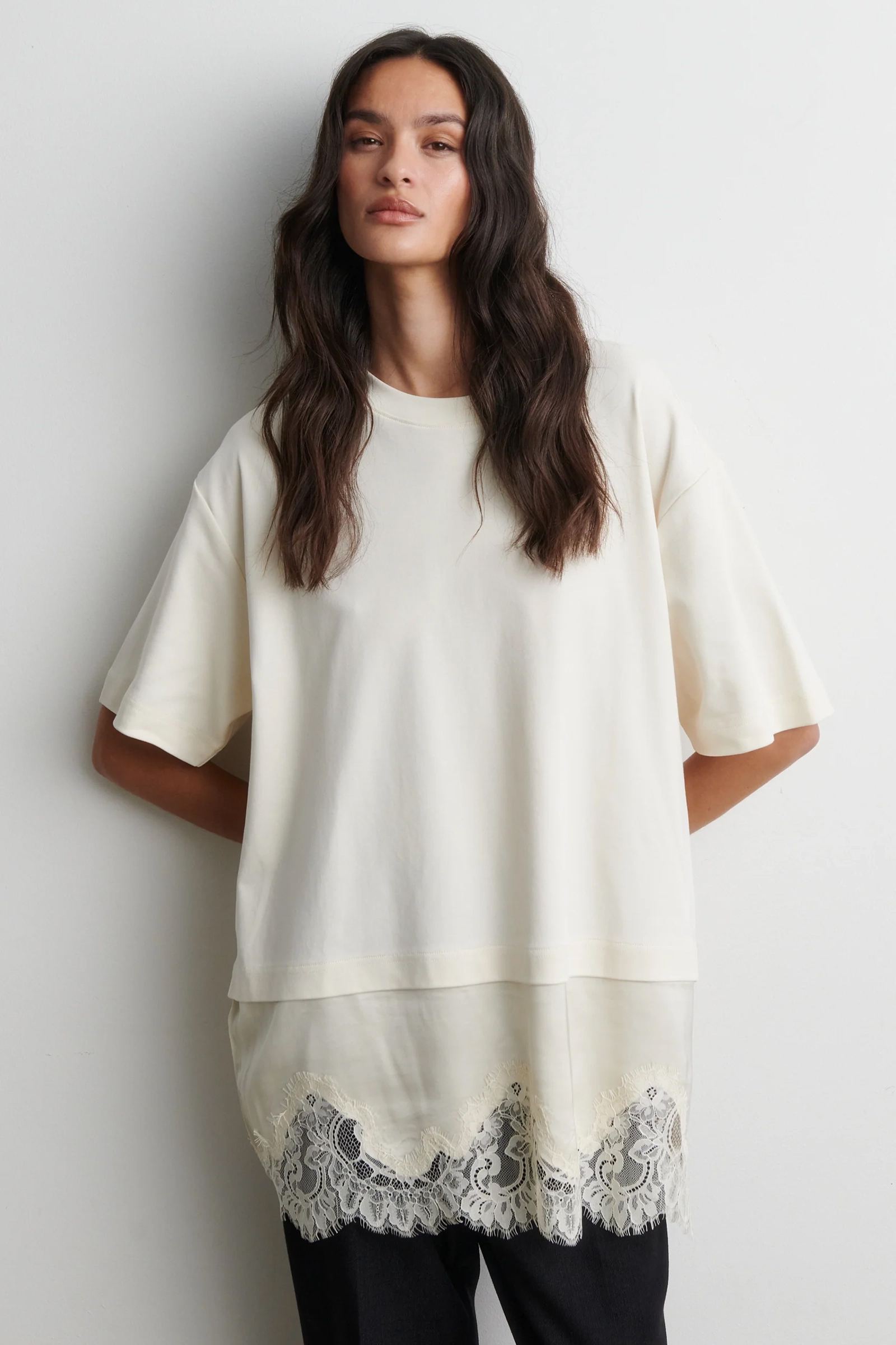 Dames t-shirt korte mouw ecru