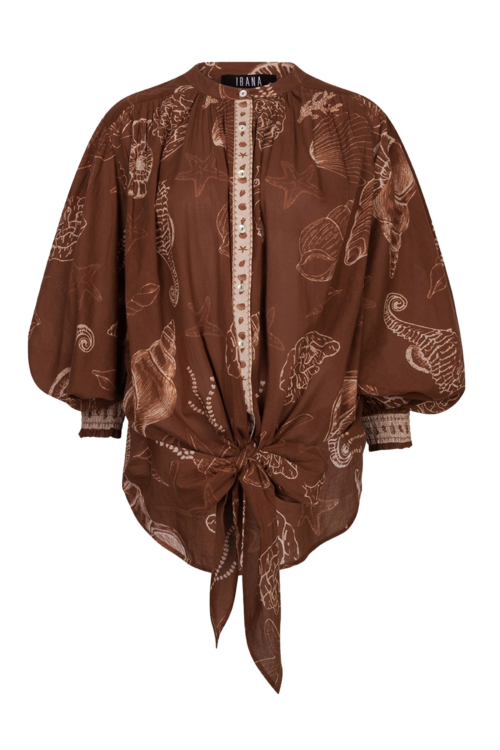 Dames blouse lange mouw bruin