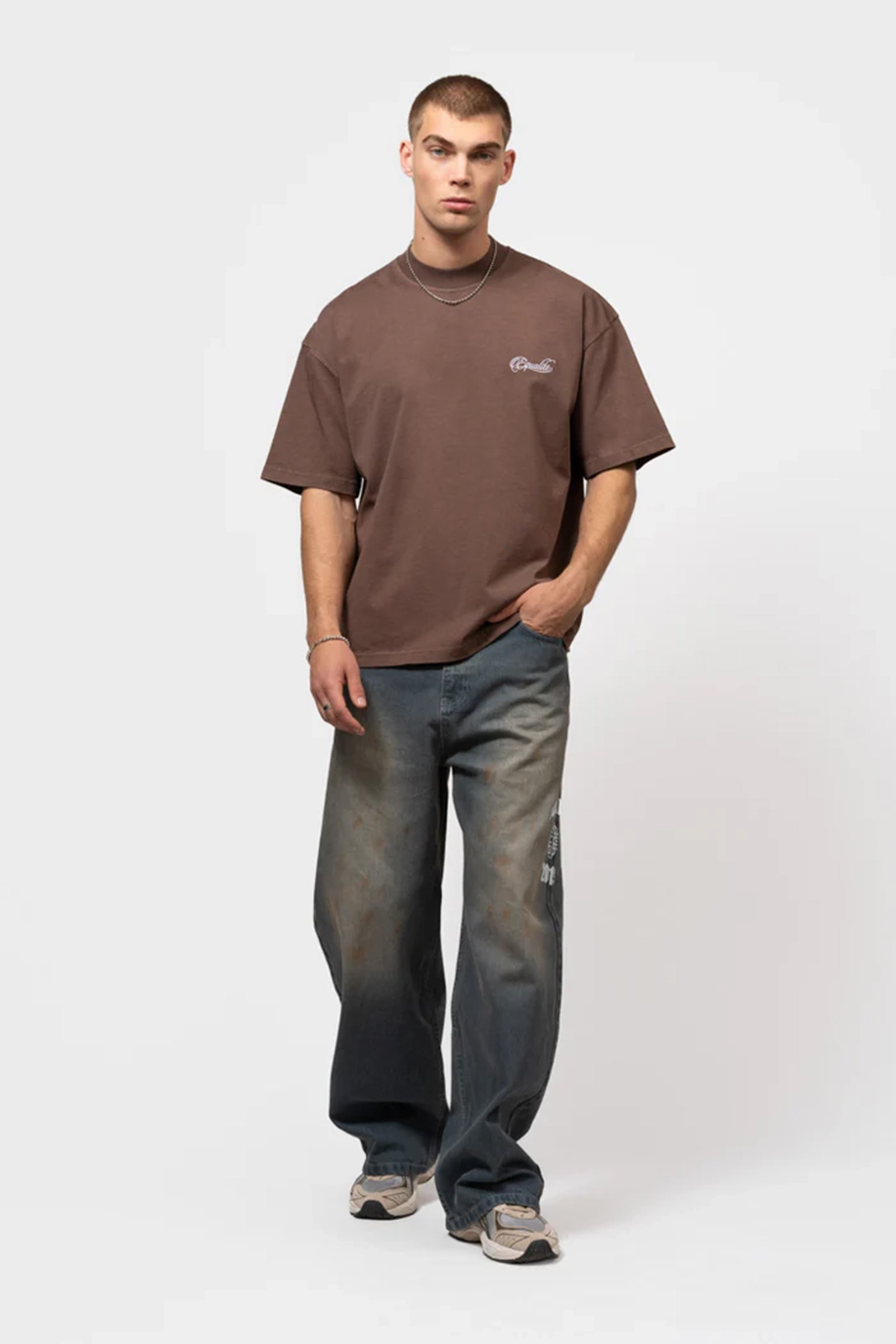 Heren t-shirt kortemouw bruin