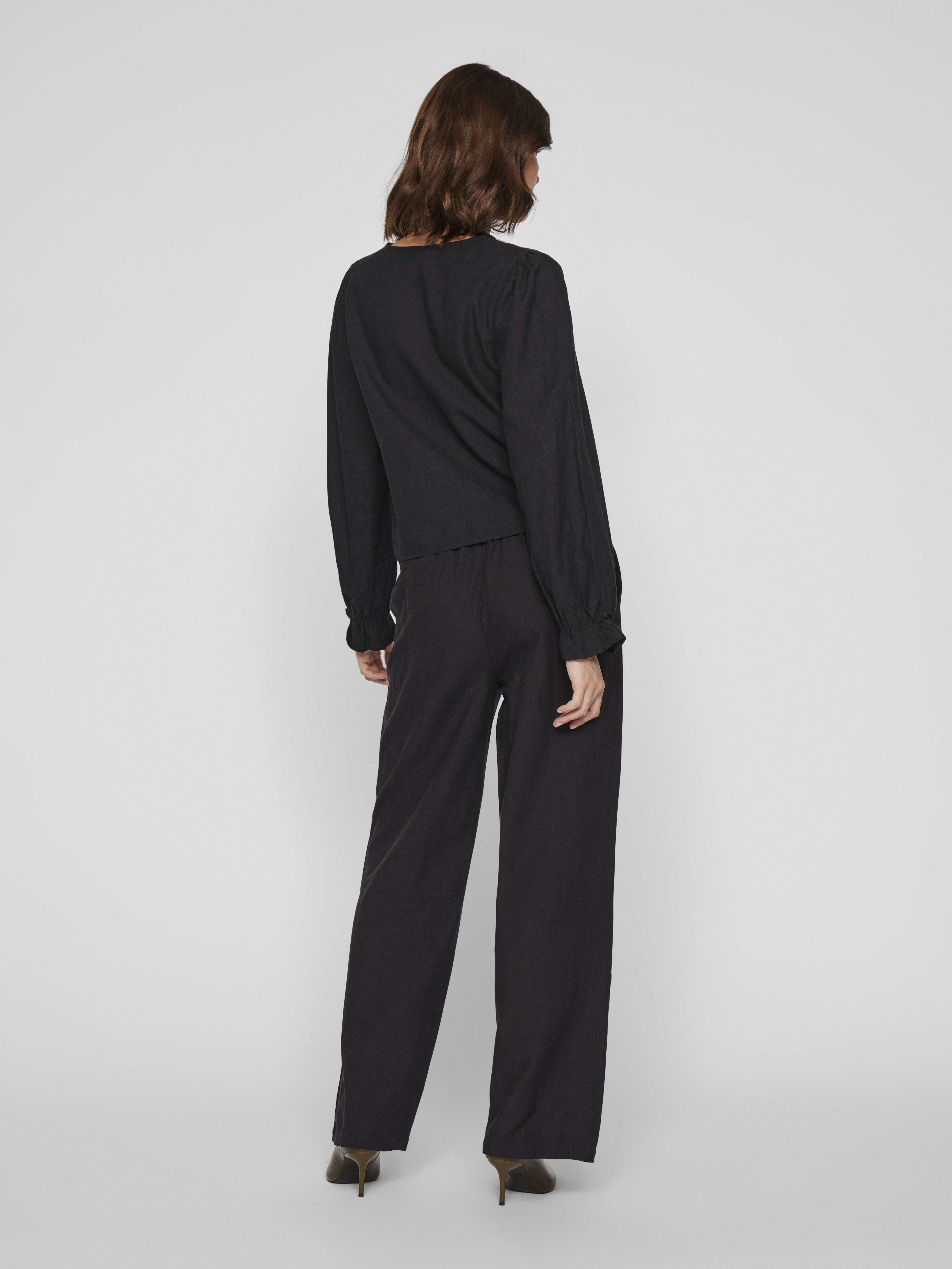 Vila VIPOLENE HW PANTS 295042001-Black Beauty/BIRCH + GOLD GLITTER 4