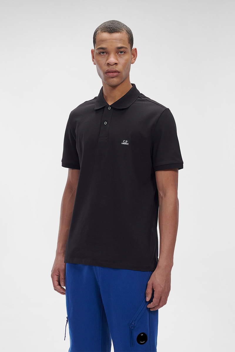 C.P. Company STRETCH PIQUE LOGO POLO Zwart-1 2