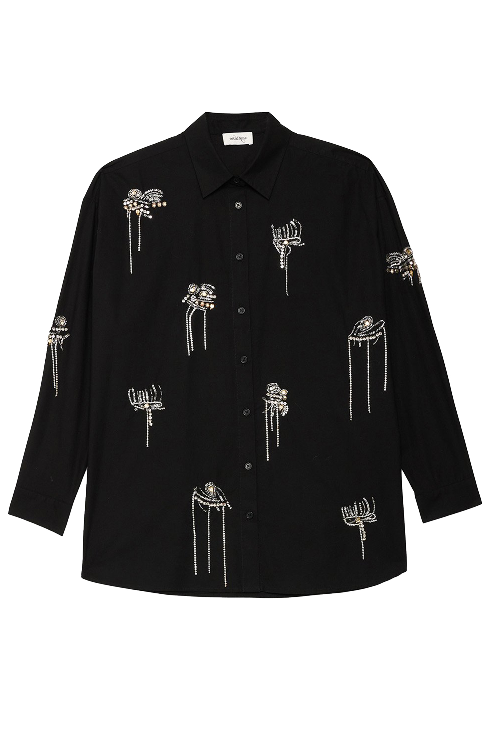 Dames blouse lange mouw zwart