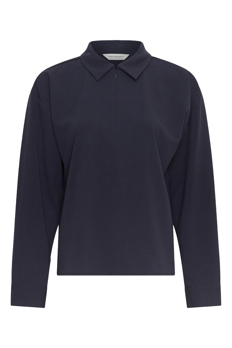 Dames blouse lange mouw blauw