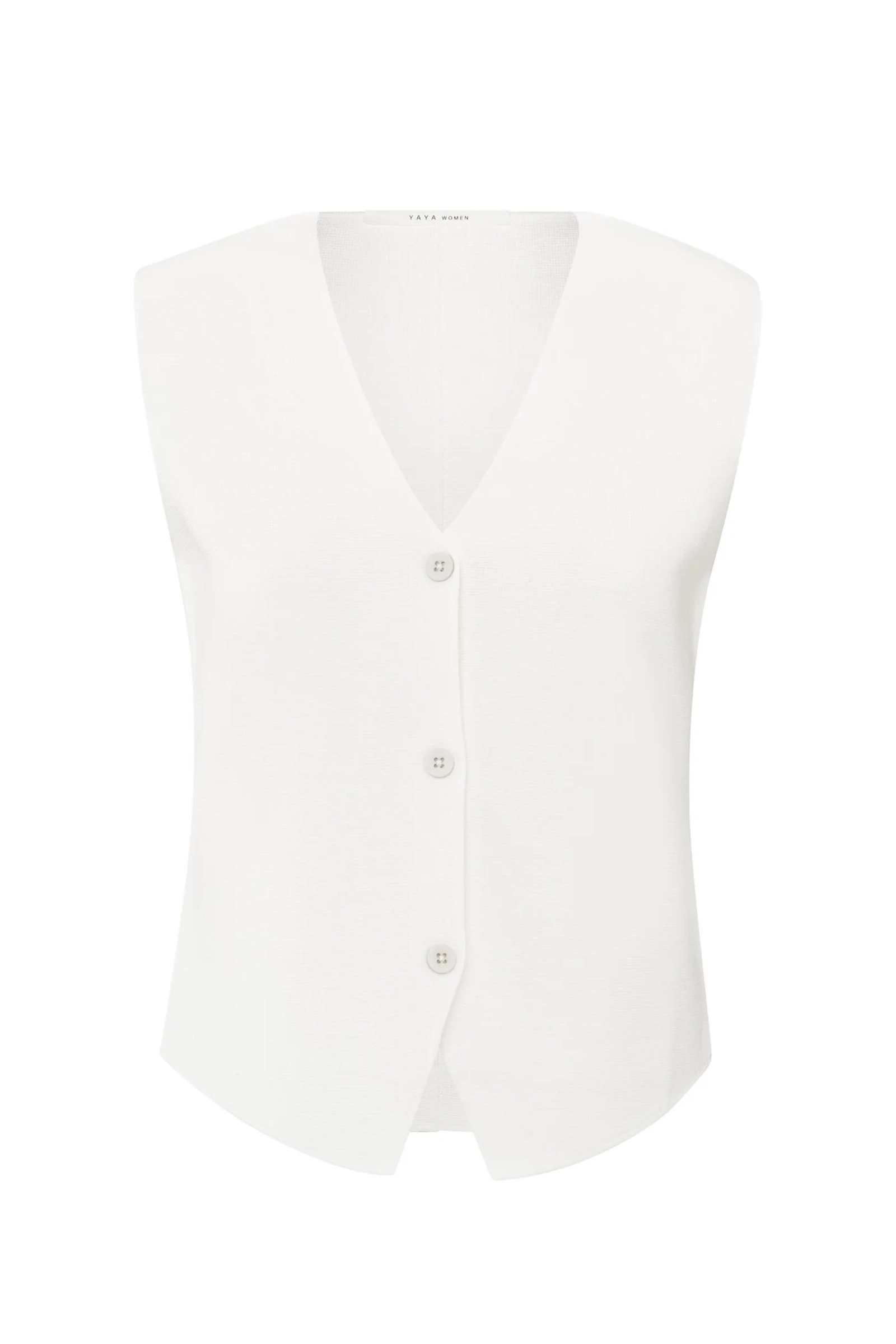 Yaya Clean knitted gilet PURE WHITE 1