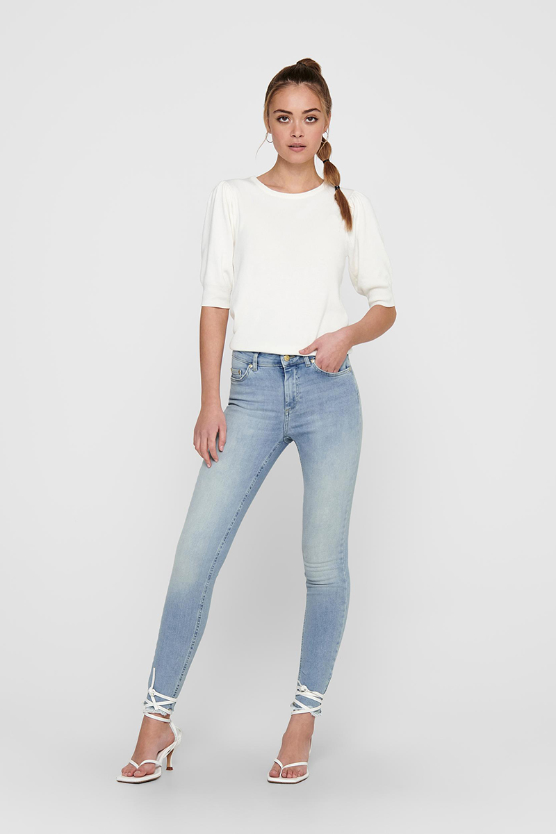 Only ONLBLUSH MID SK ANK RAW DNM REA306 Blauw-1 2