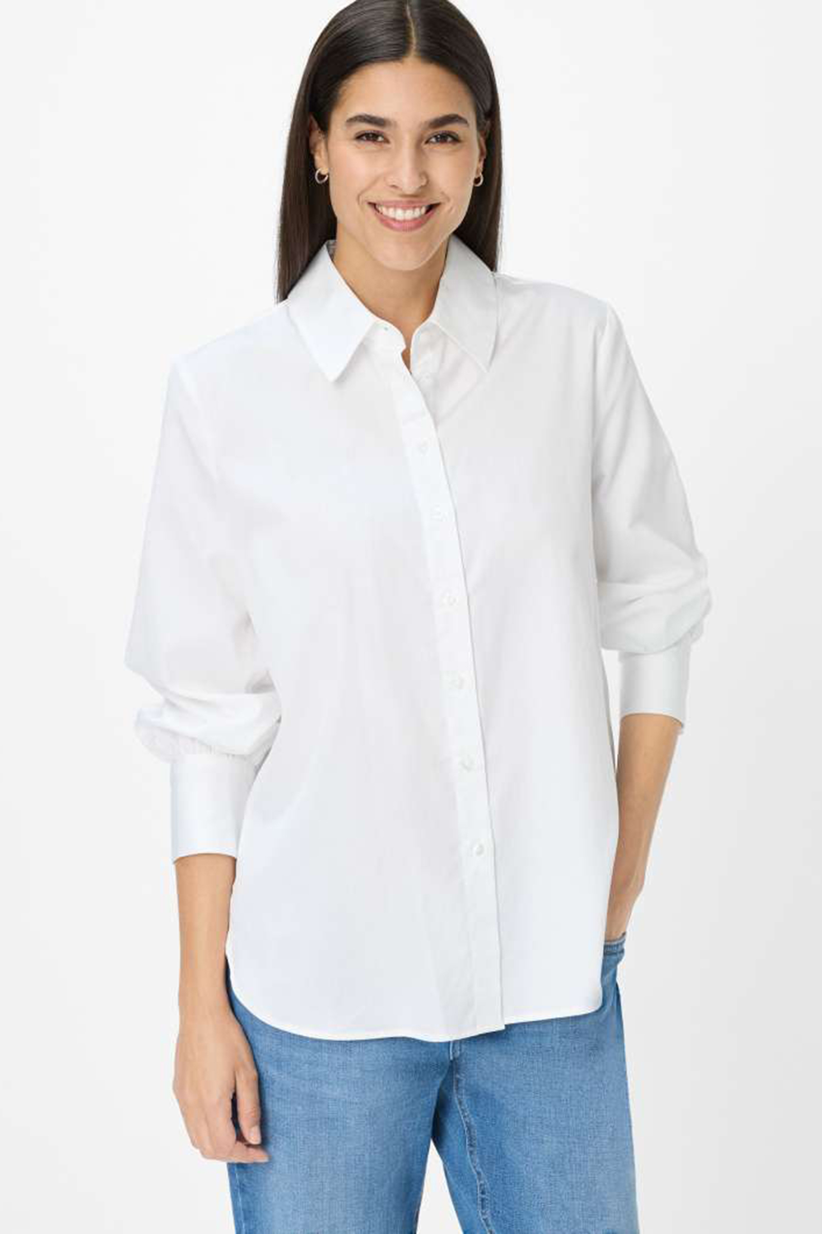 Dames blouse lange mouw wit