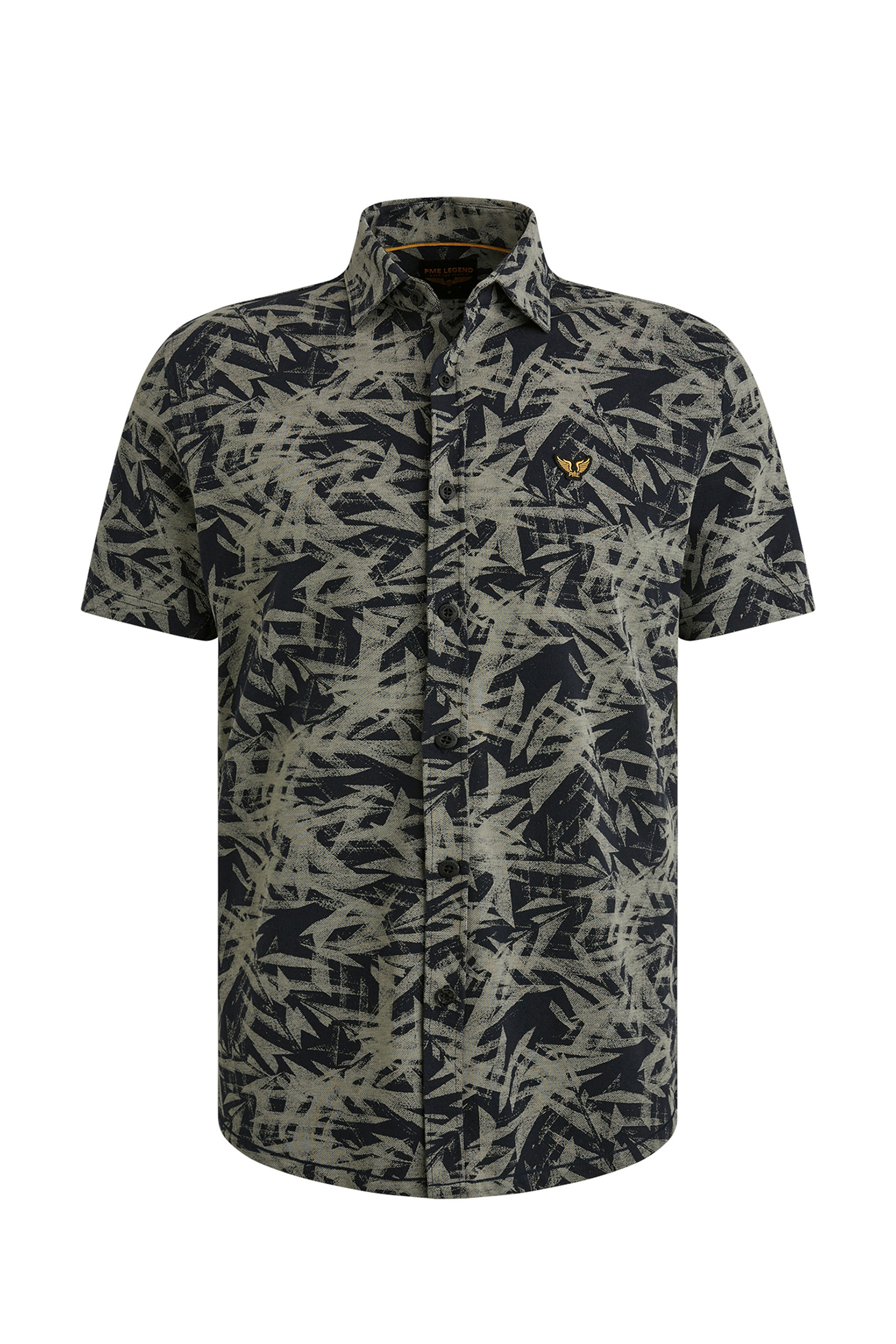 PME Legend Jersey Pique Print Leaf Blauw-1 1