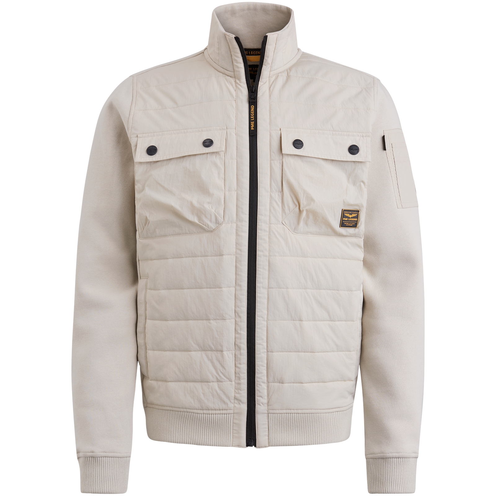 PME Legend Zip jacket sweat mixed padded Bone White 1