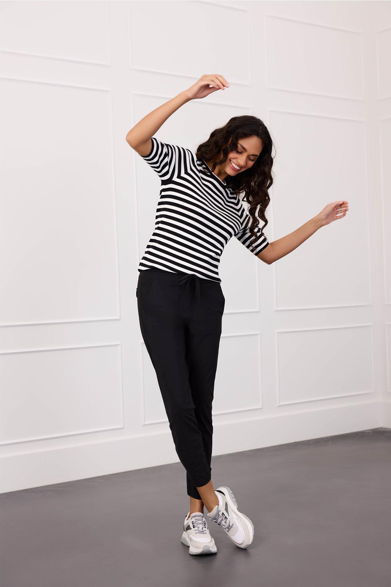 Studio Anneloes Luna stripe short slv pullover Zwart-1 3
