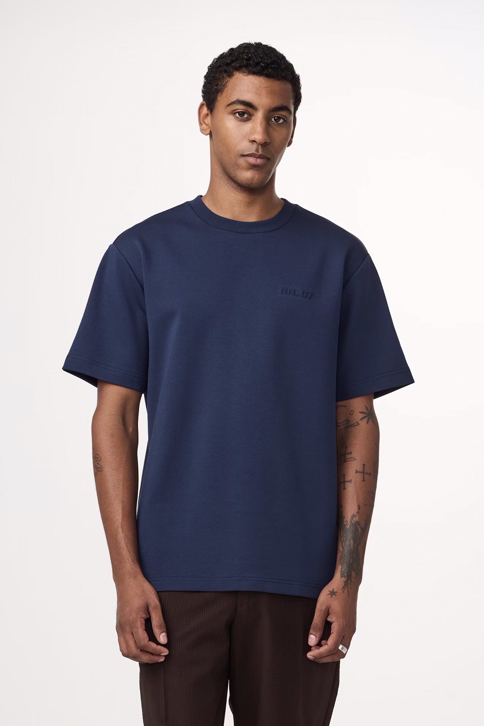 NN07 NAT SS LOGO TEE 3457 Blauw 2
