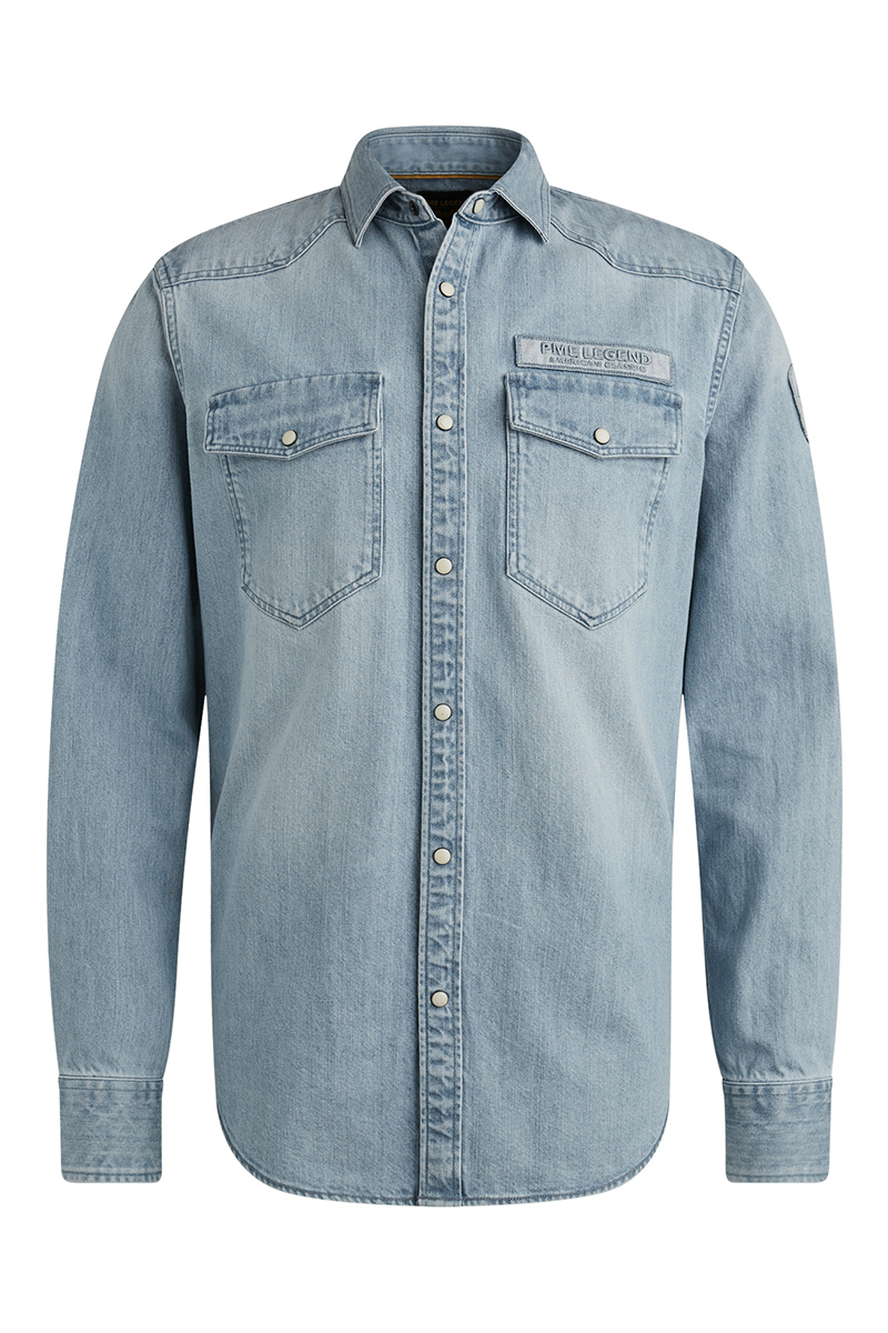 Heren overhemd lm casual blauw