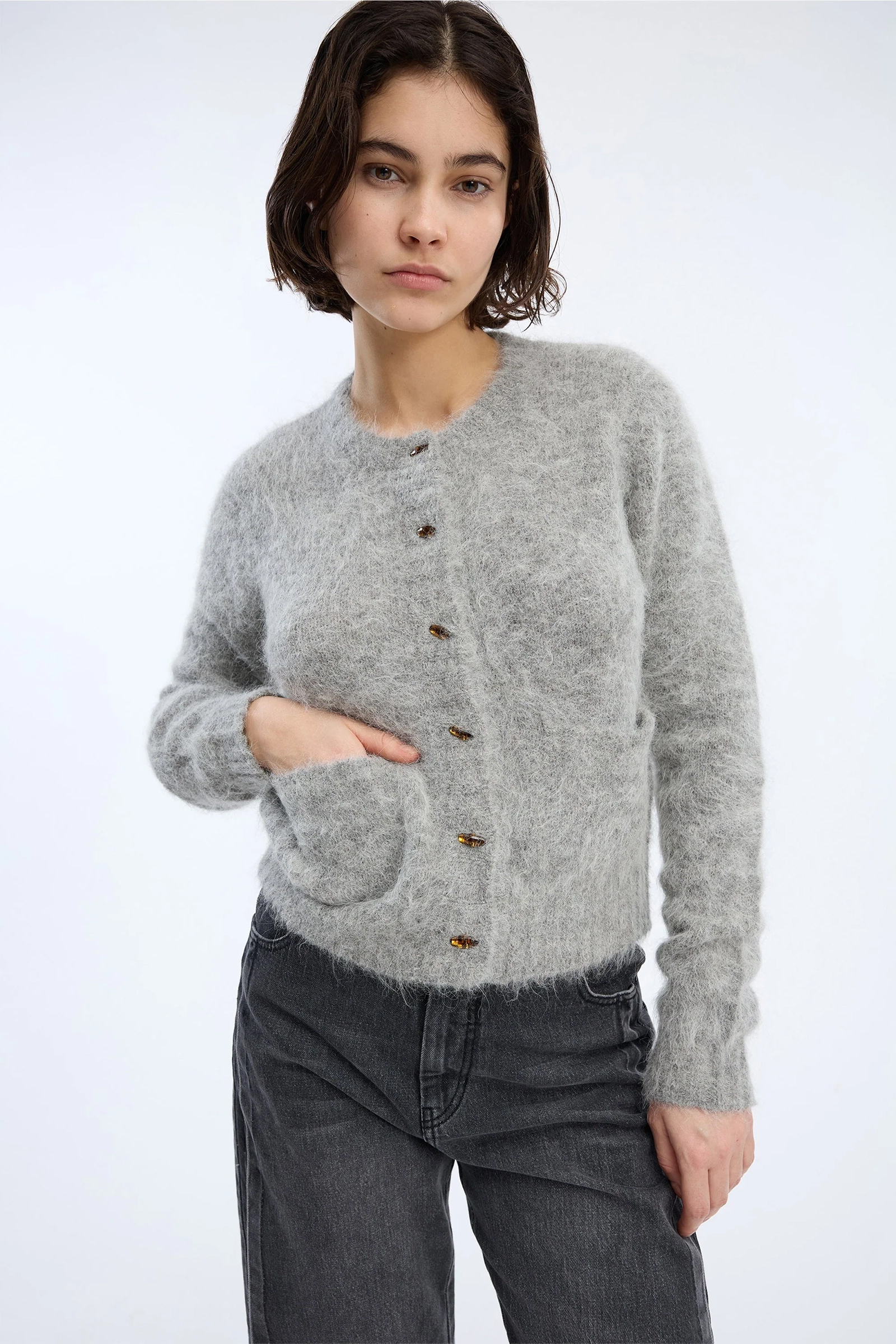 Dames vest grijs