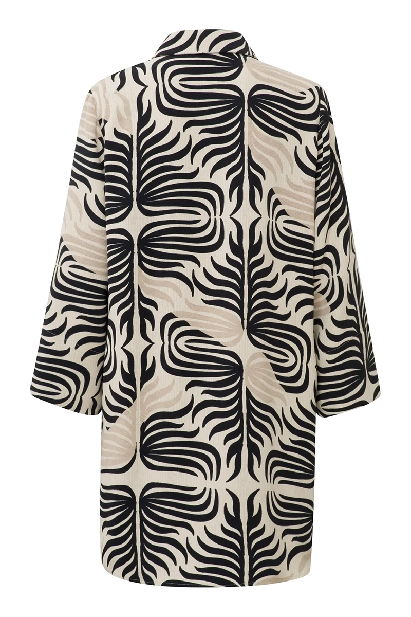Yaya Printed flowy dress with butto Bruin/Beige-1 3