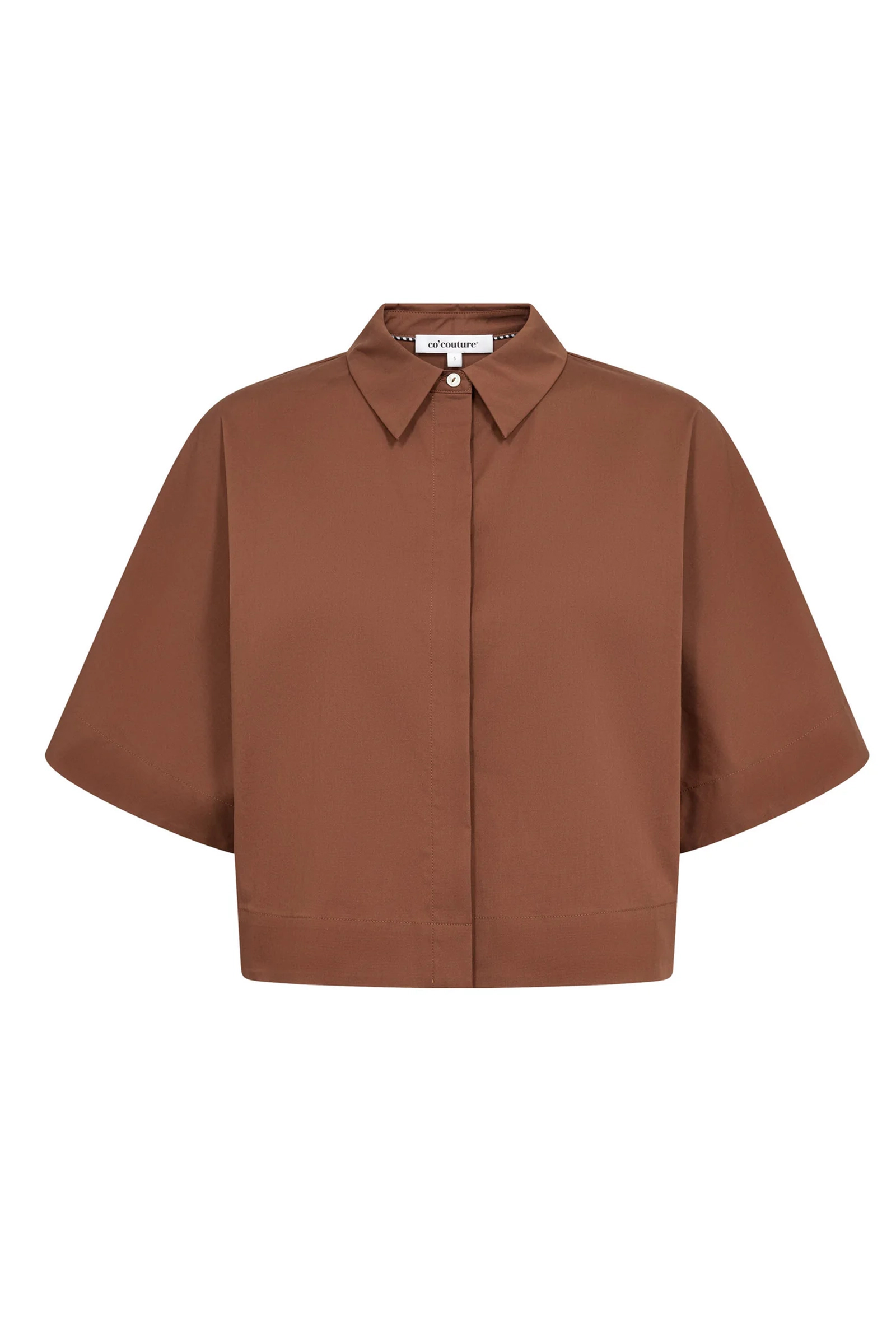 Dames blouse korte mouw bruin