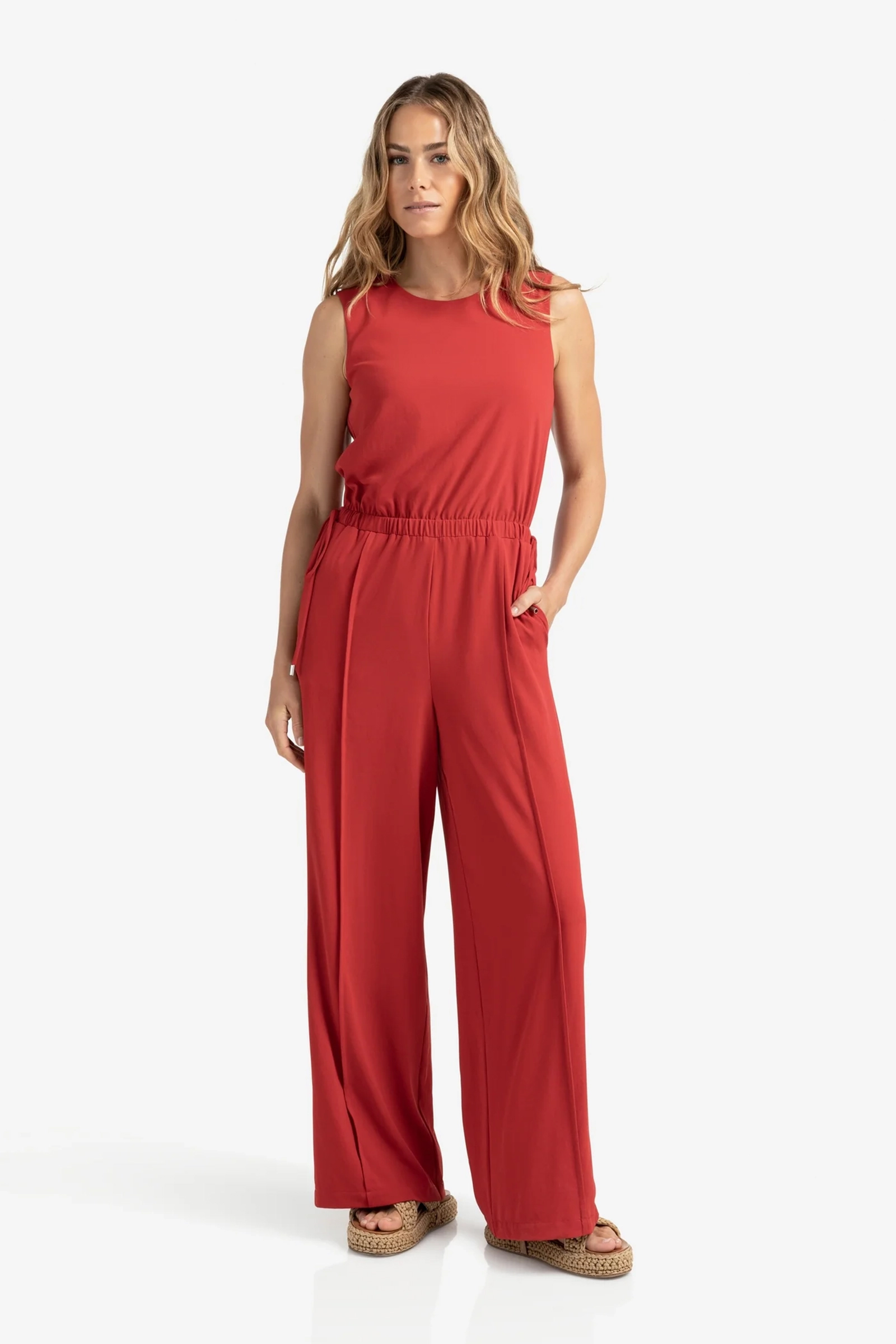 Dames jumpsuit/tuinbroek rood