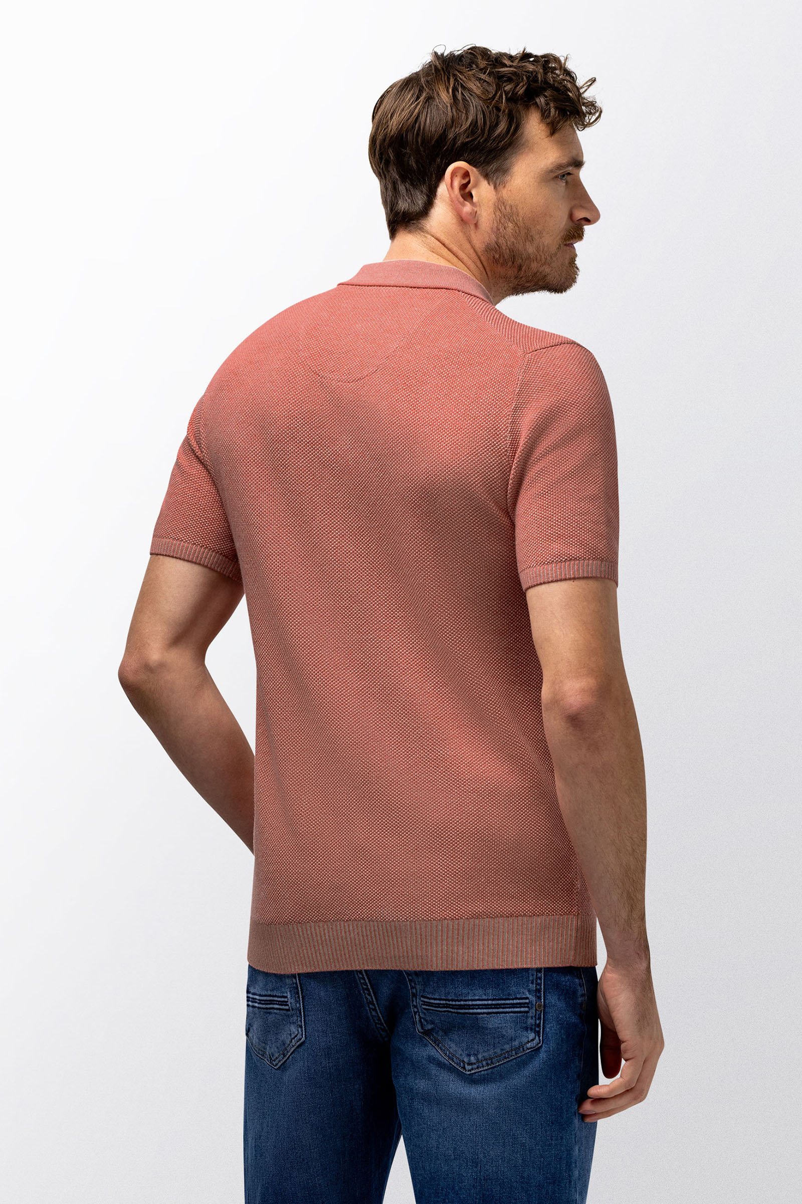 Heren polo korte mouw rose