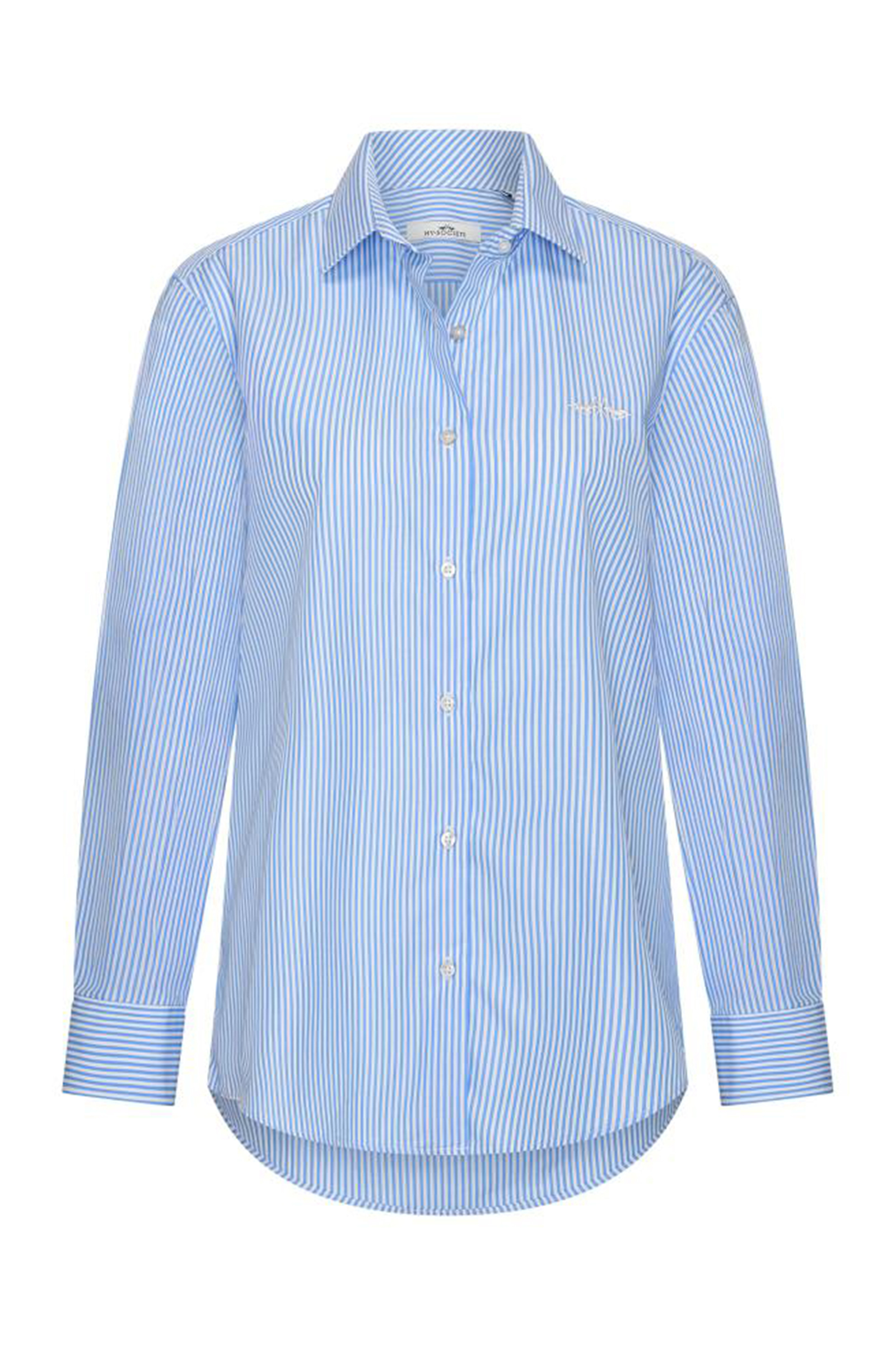 Dames blouse lange mouw blauw