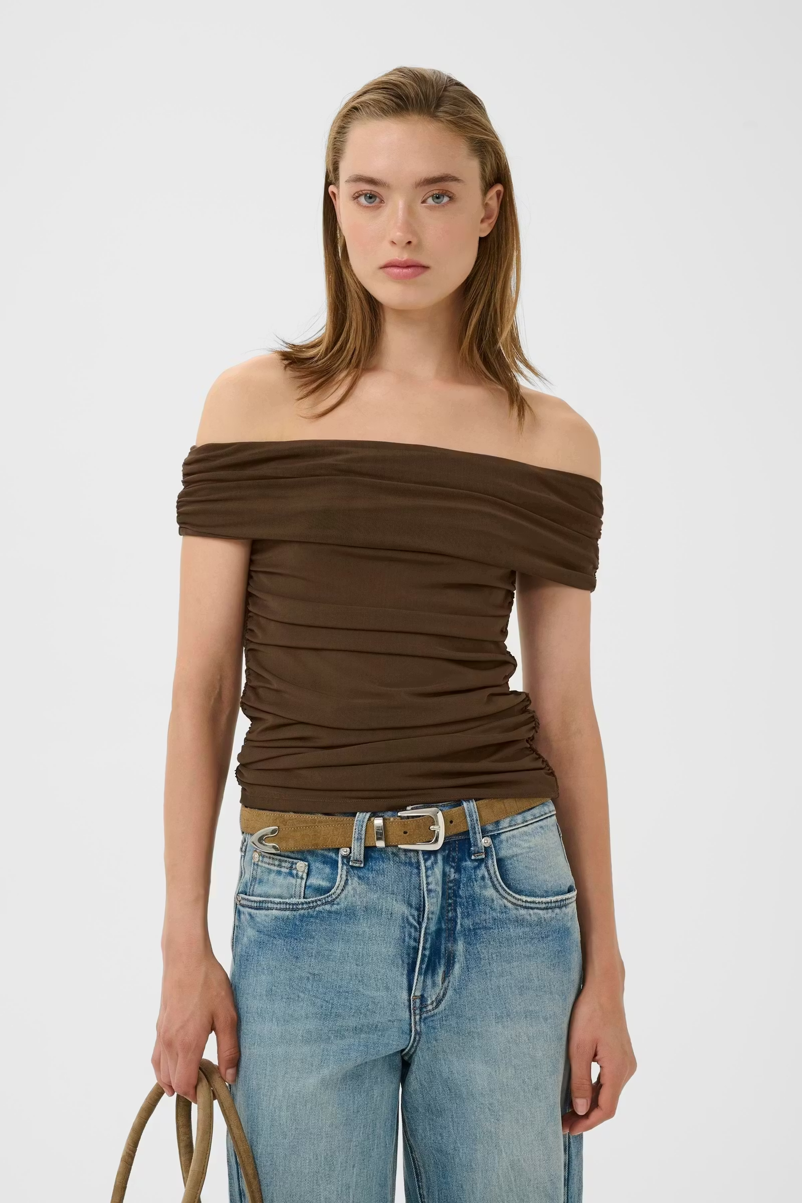 Dames top bruin