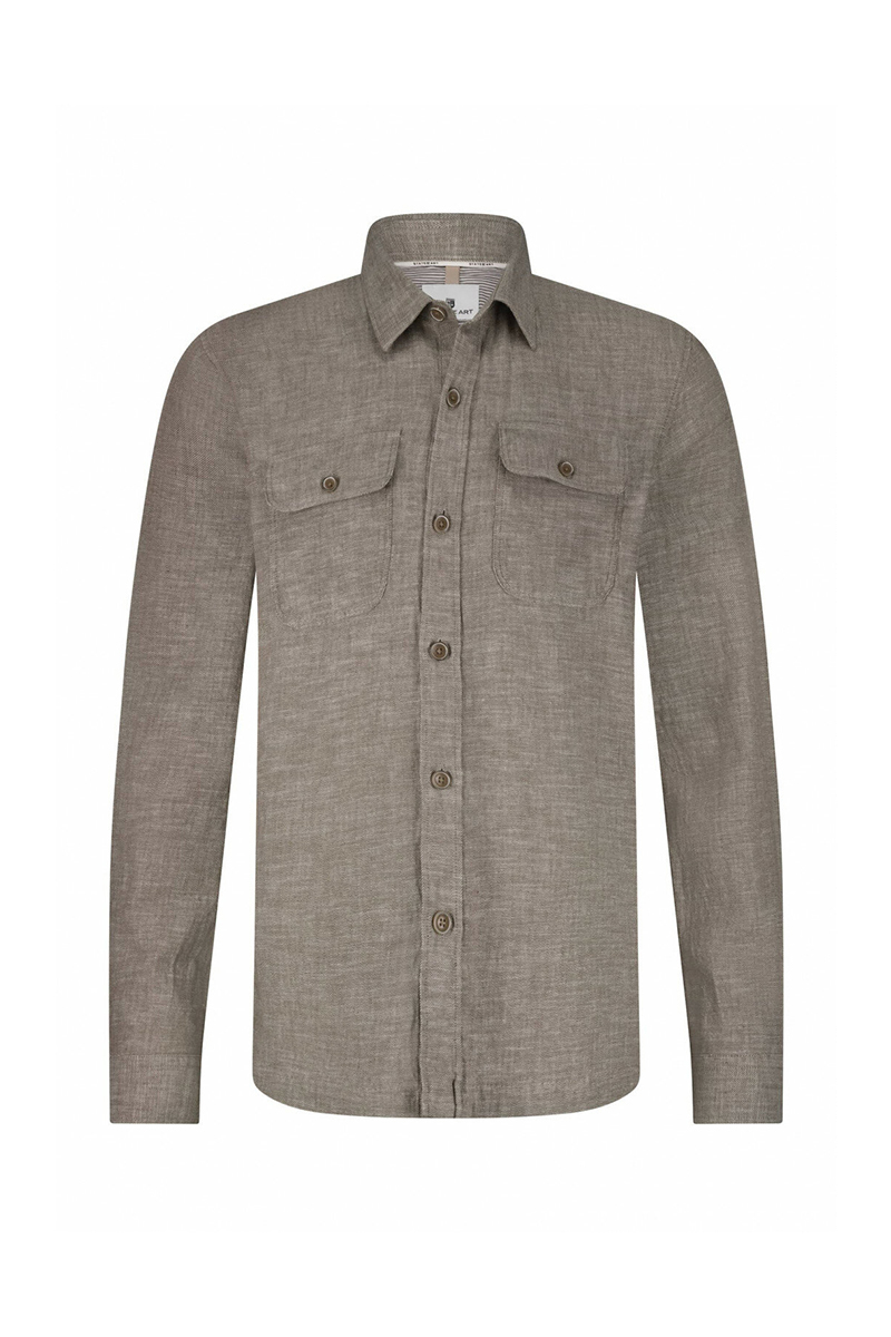 Heren overhemd lm casual bruin