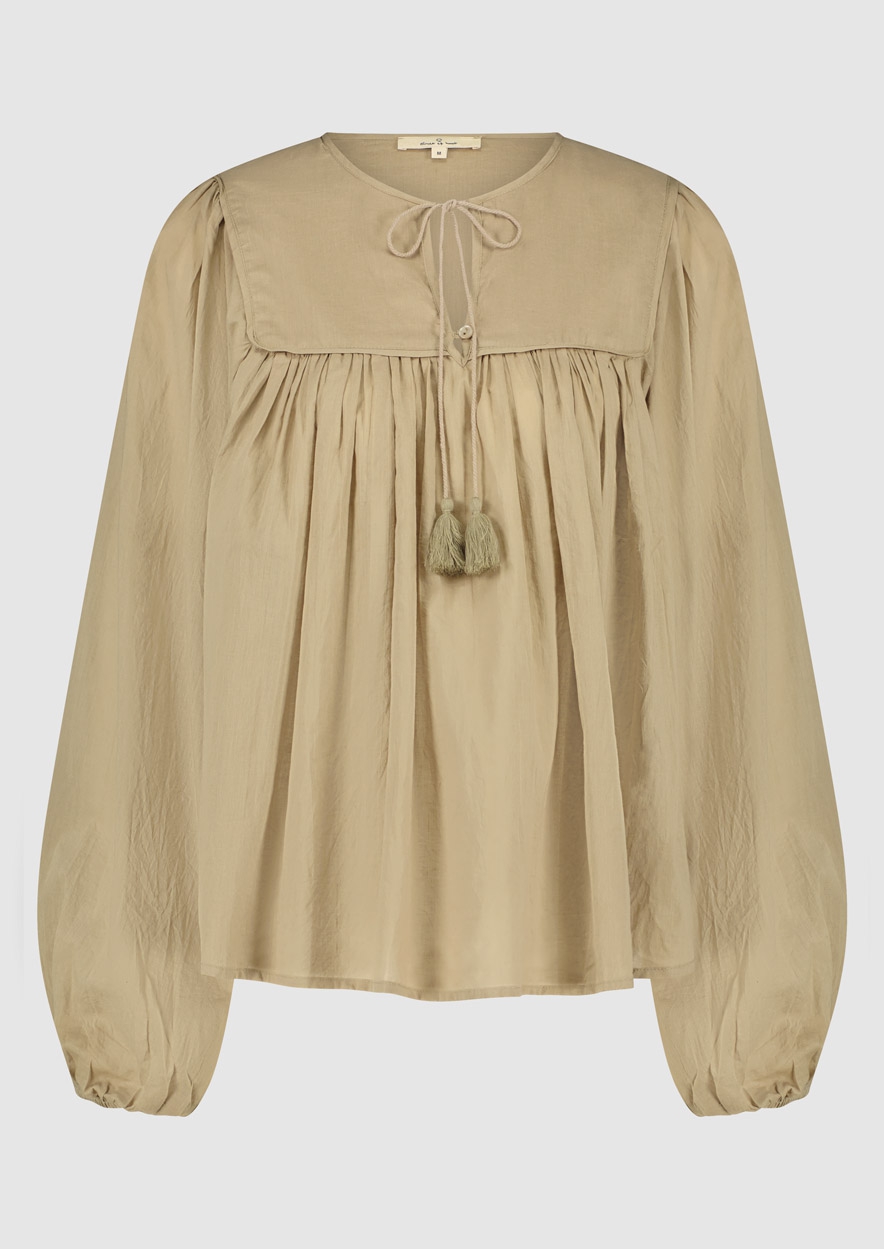 Dames blouse lange mouw bruin