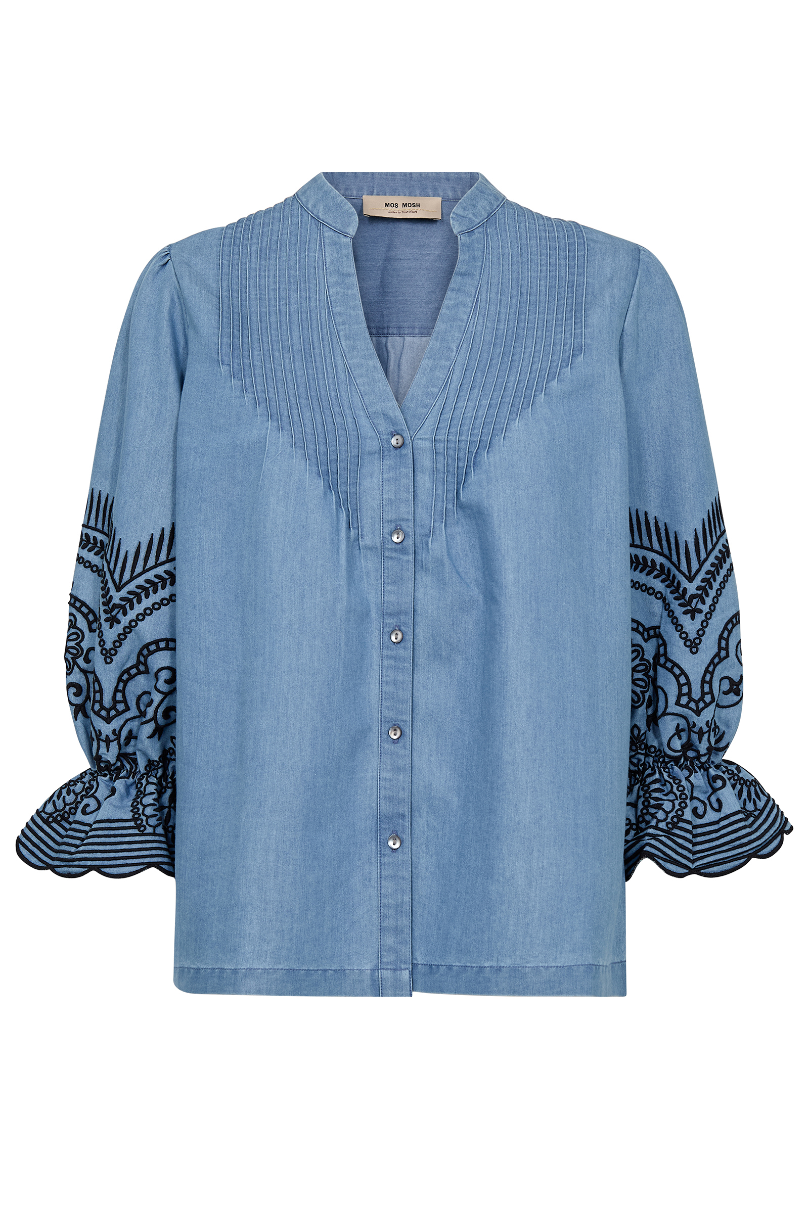 Dames blouse korte mouw blauw