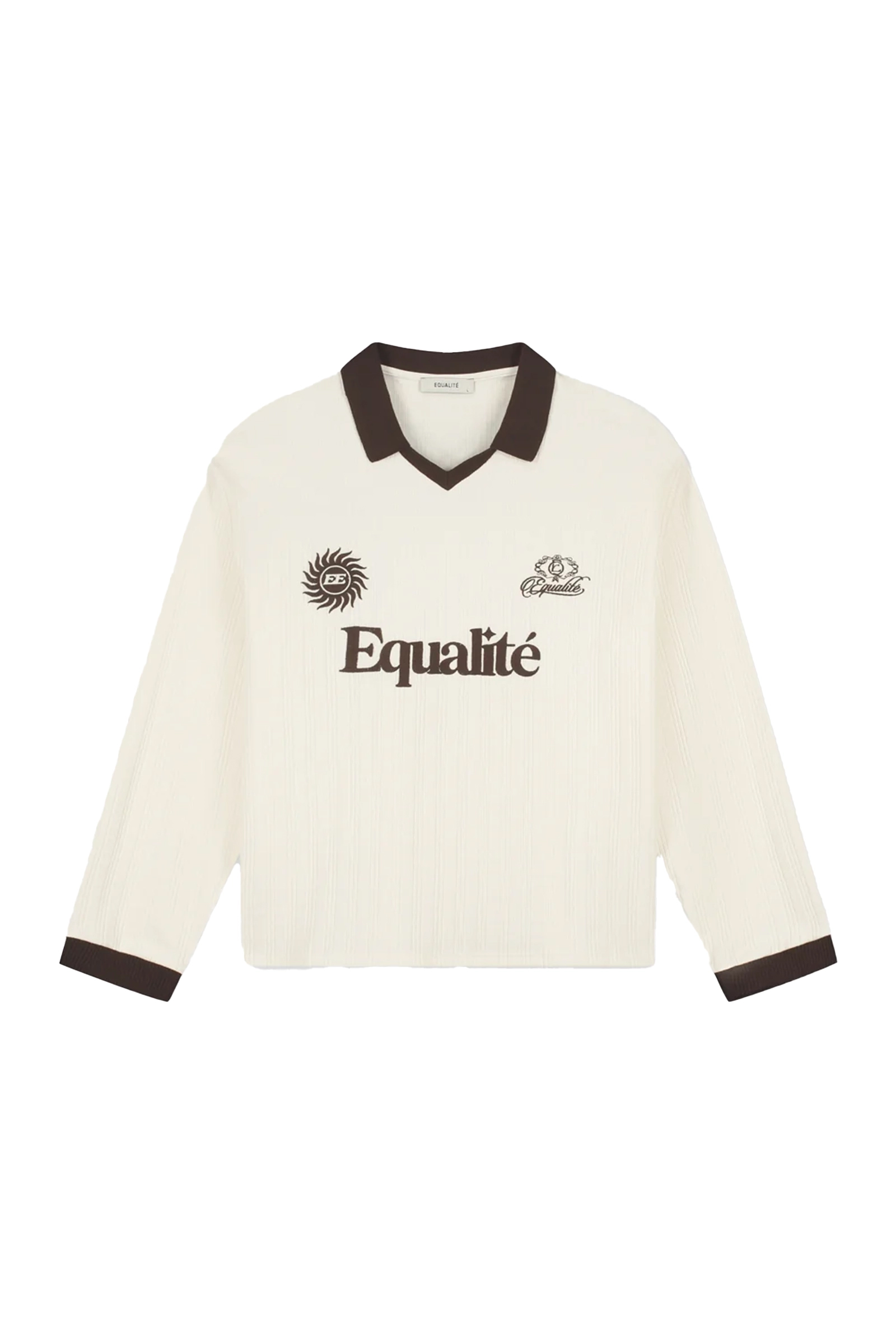 Heren polo lange mouw ecru