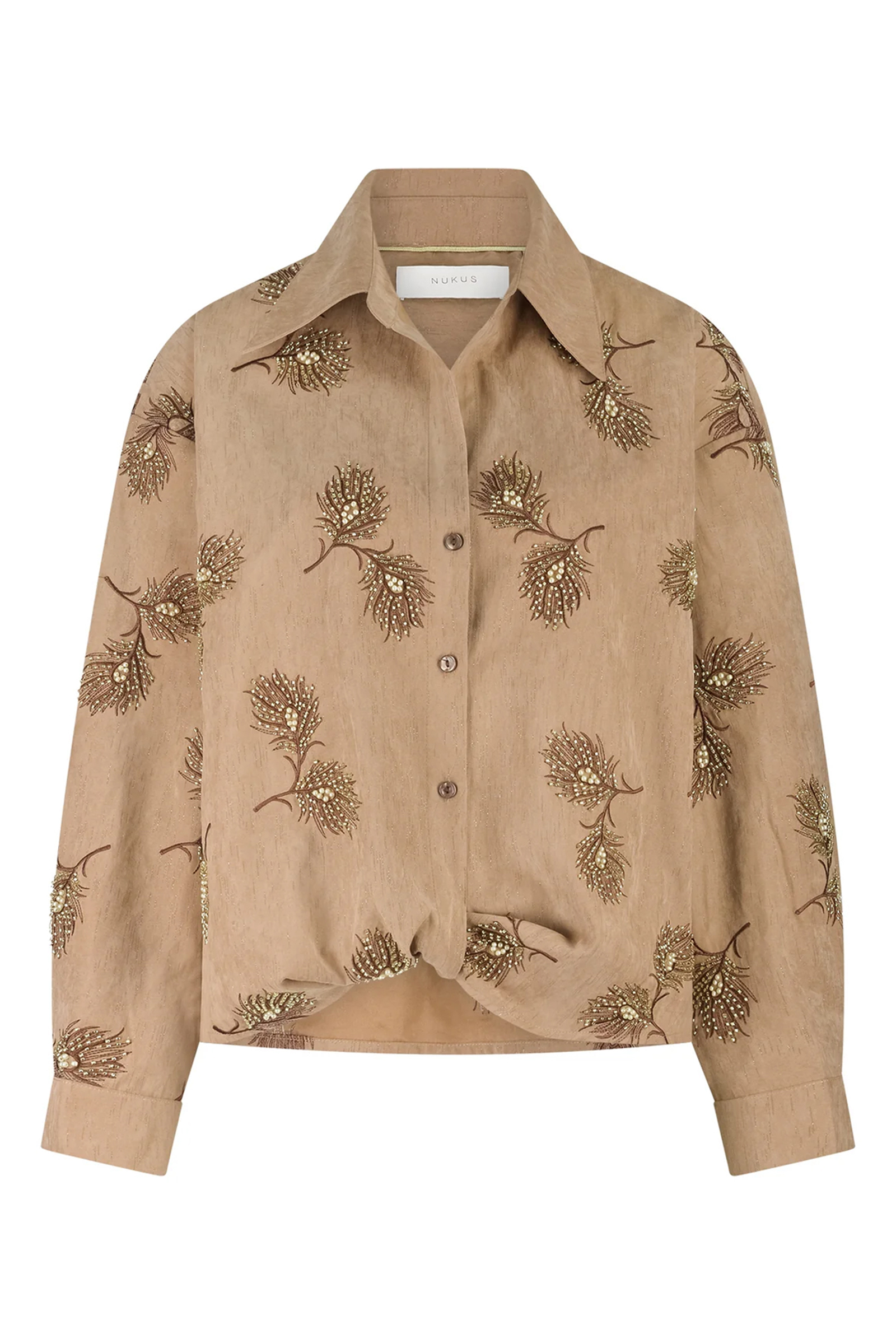 Dames blouse lange mouw bruin