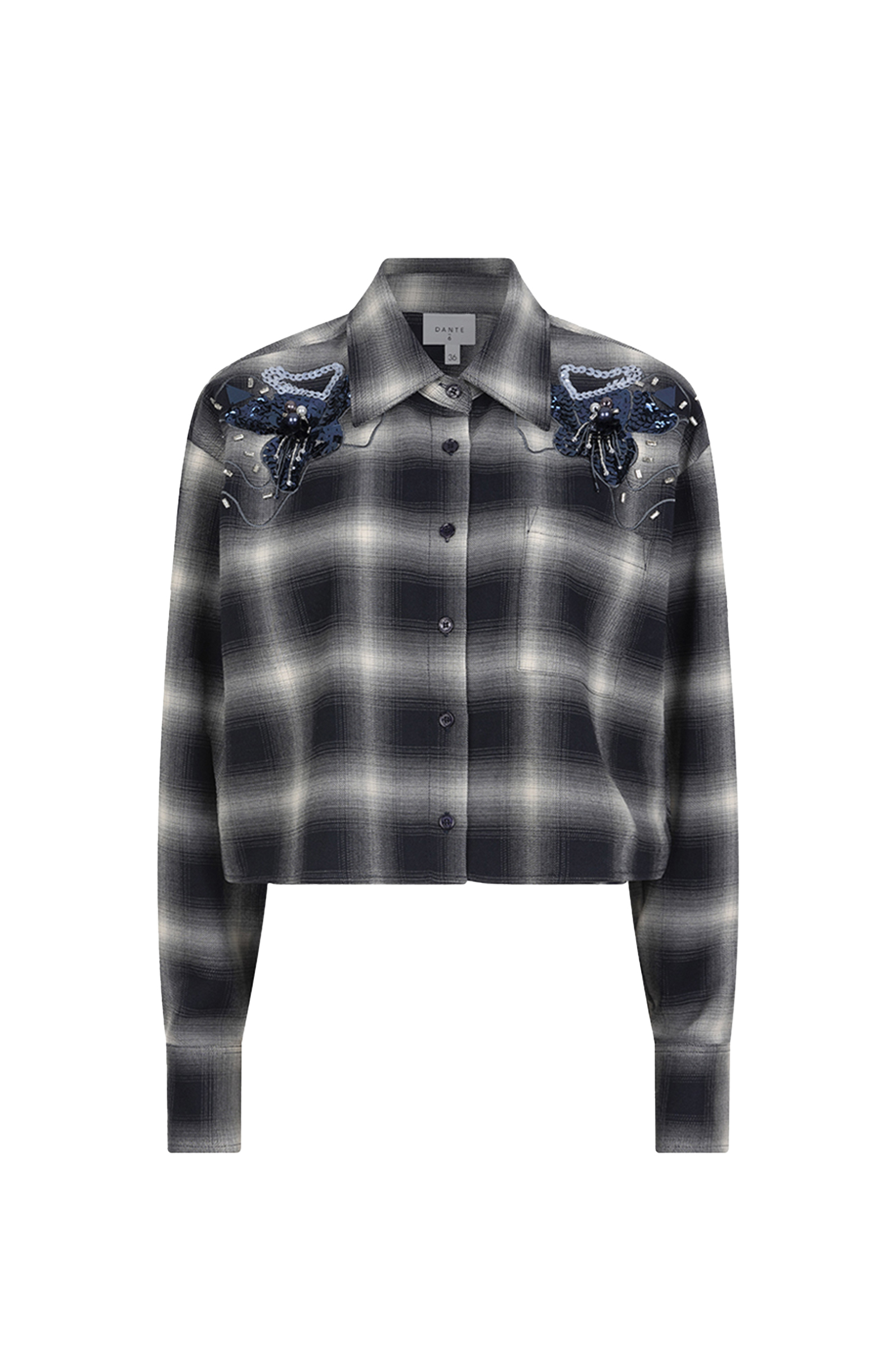 Dames blouse lange mouw blauw