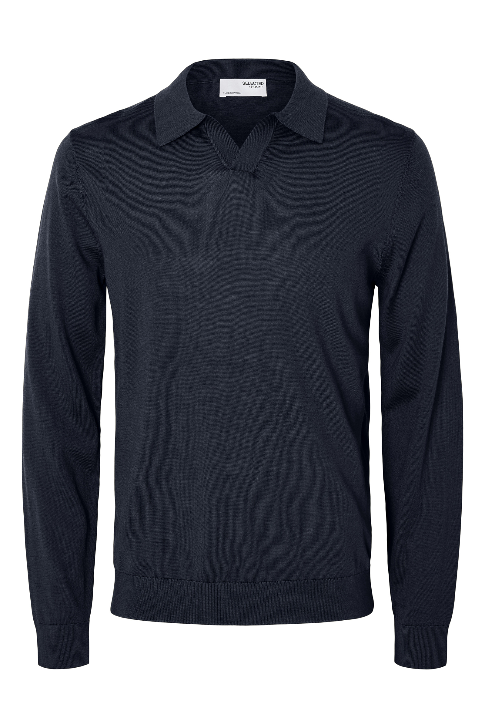 Heren polo lange mouw blauw