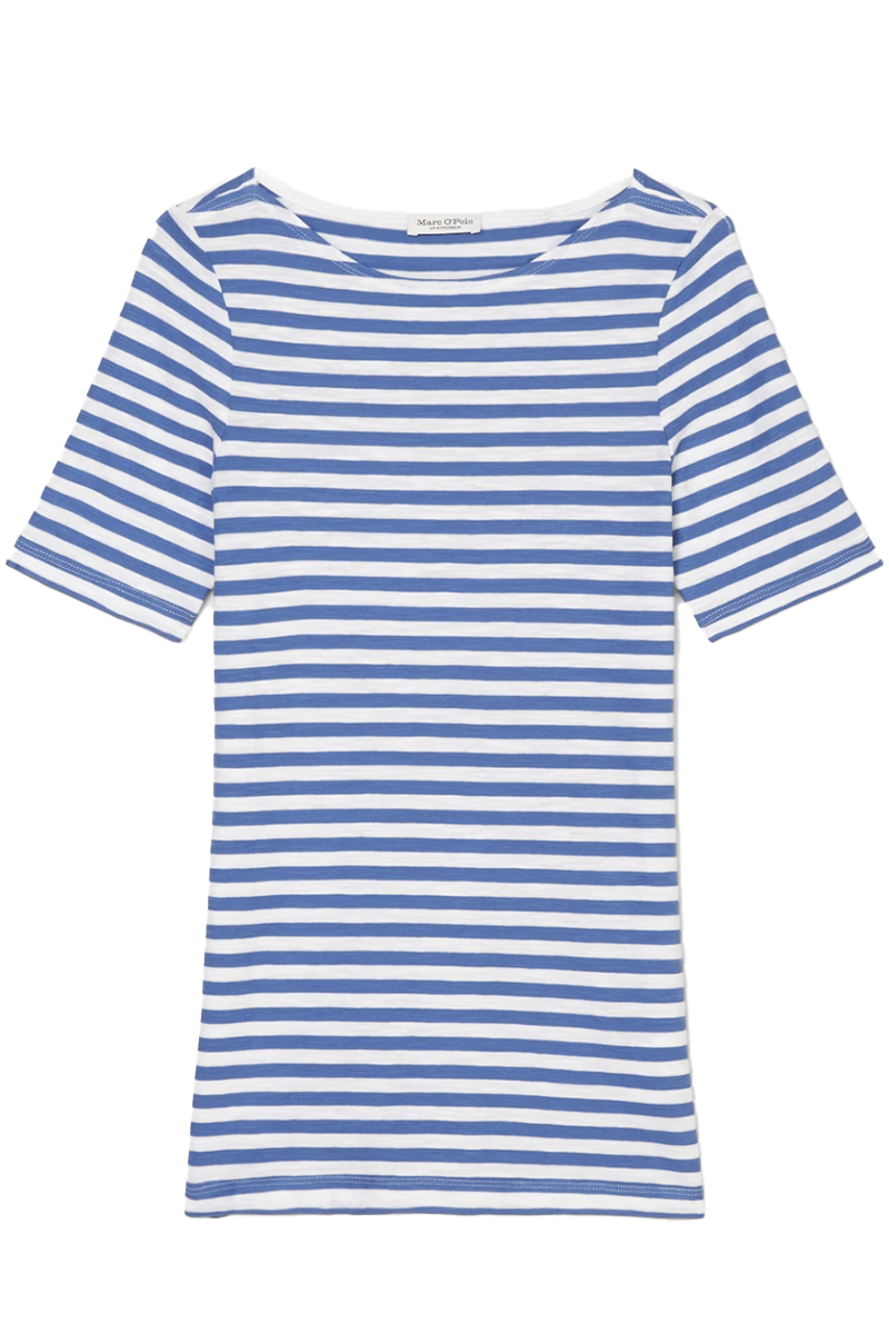 Marc O'Polo T-shirt, short sleeve, boat neck, s Blauw-3 1