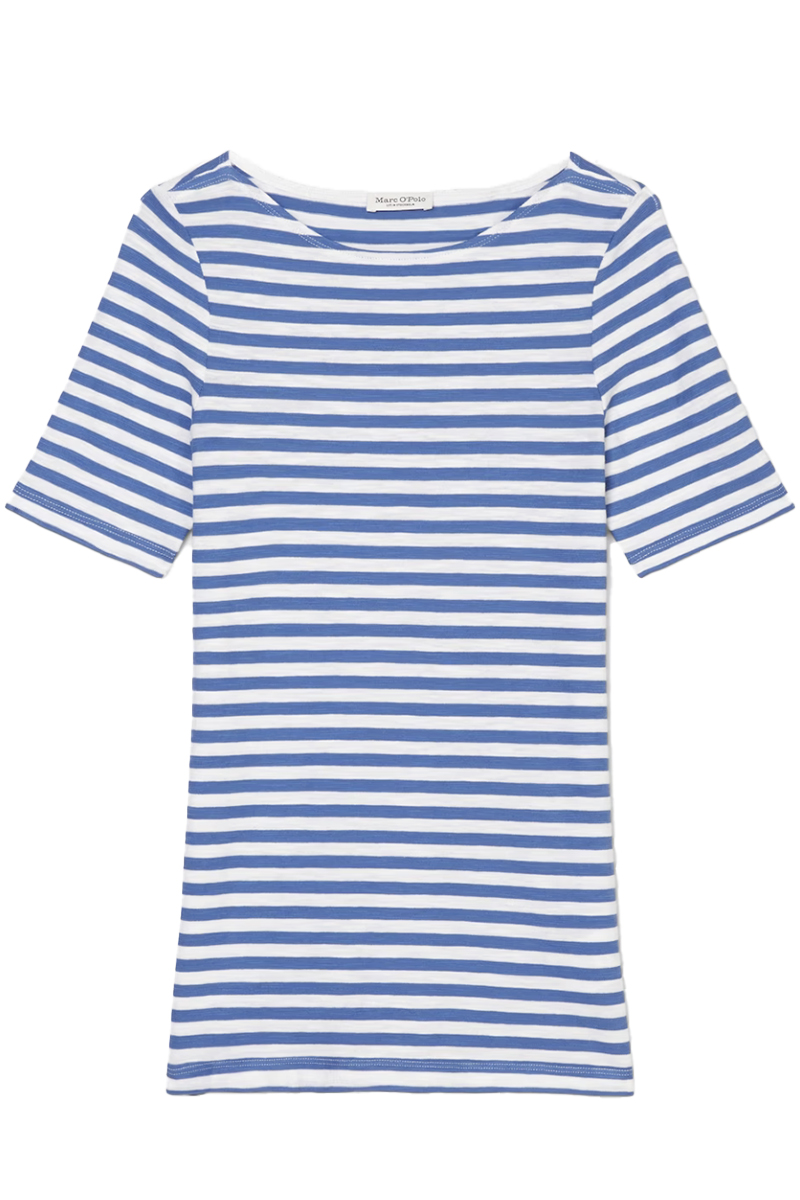 Marc O'Polo T-shirt, short sleeve, boat neck, s Blauw-3 1