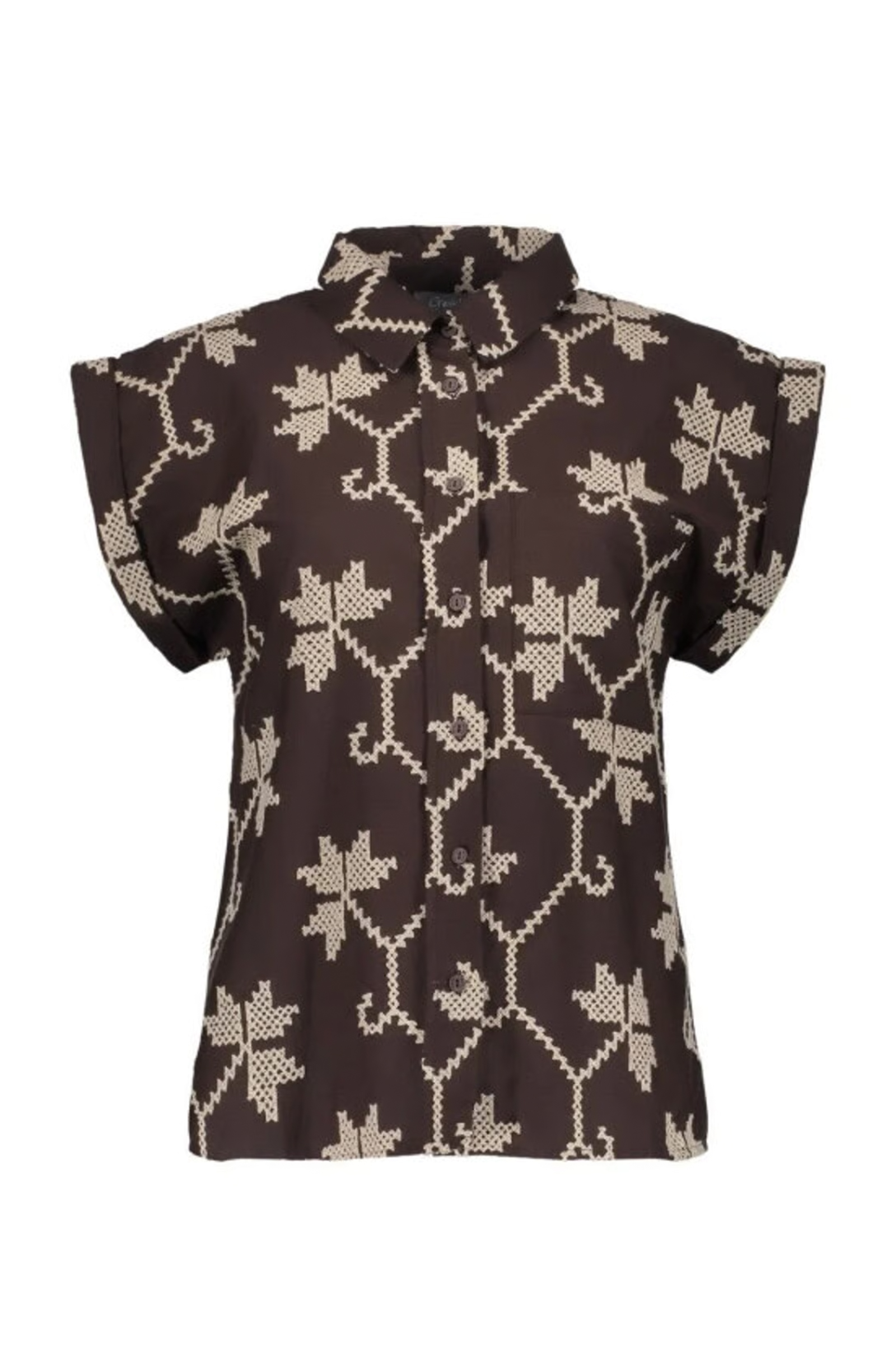 Dames blouse korte mouw bruin