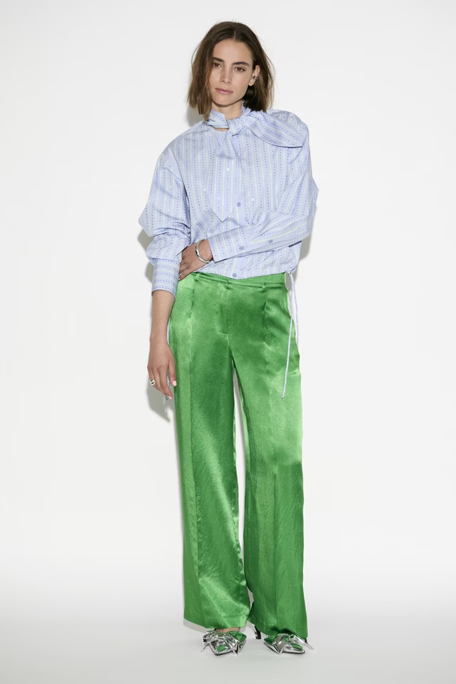 Dames blouse lange mouw blauw