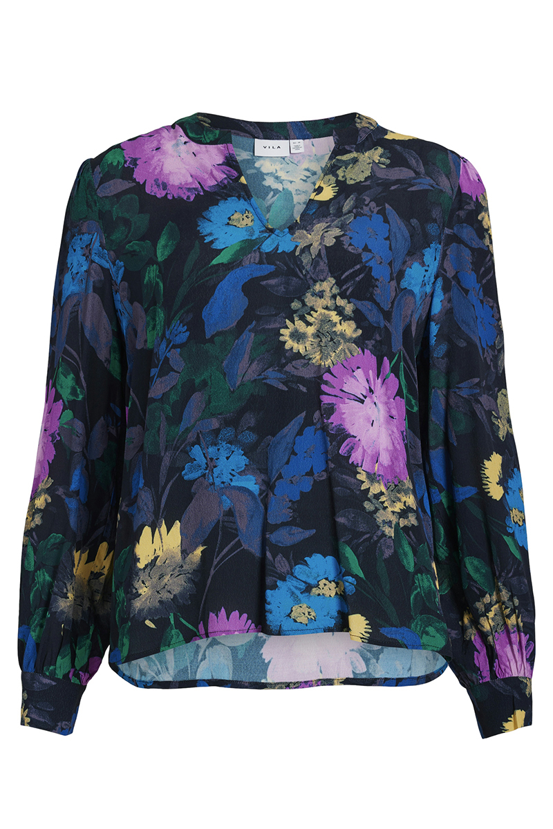 Dames blouse lange mouw blauw