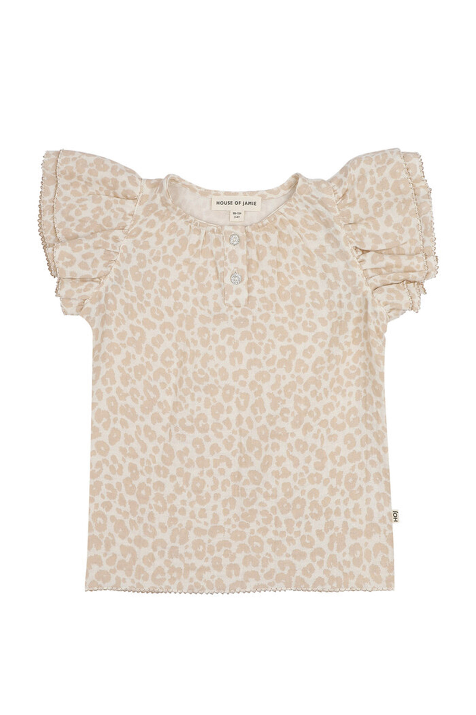 Meisjes blouse korte mouw bruin