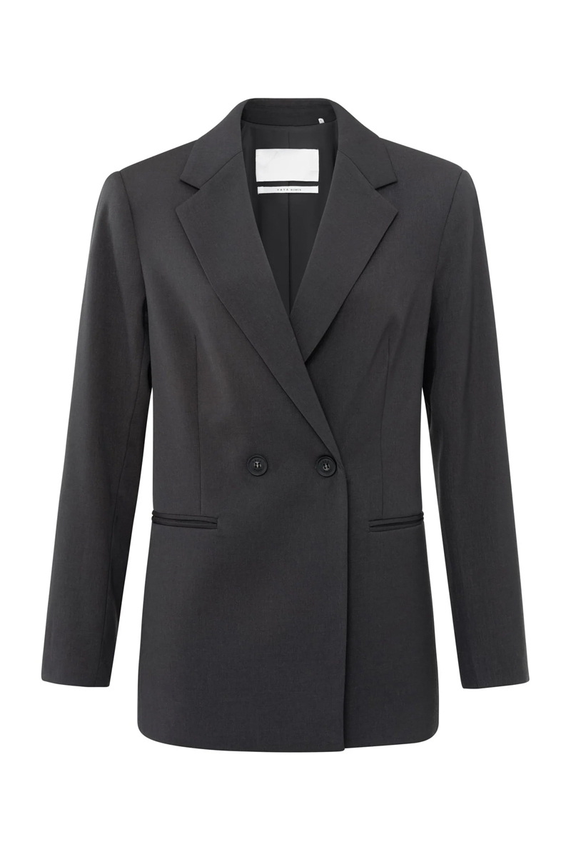 Yaya Loose fit blazer with belt det ANTHRACITE MELANGE 1