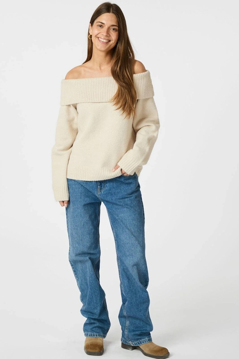 Neo Noir Jane knit blouse bruin/beige-1 2