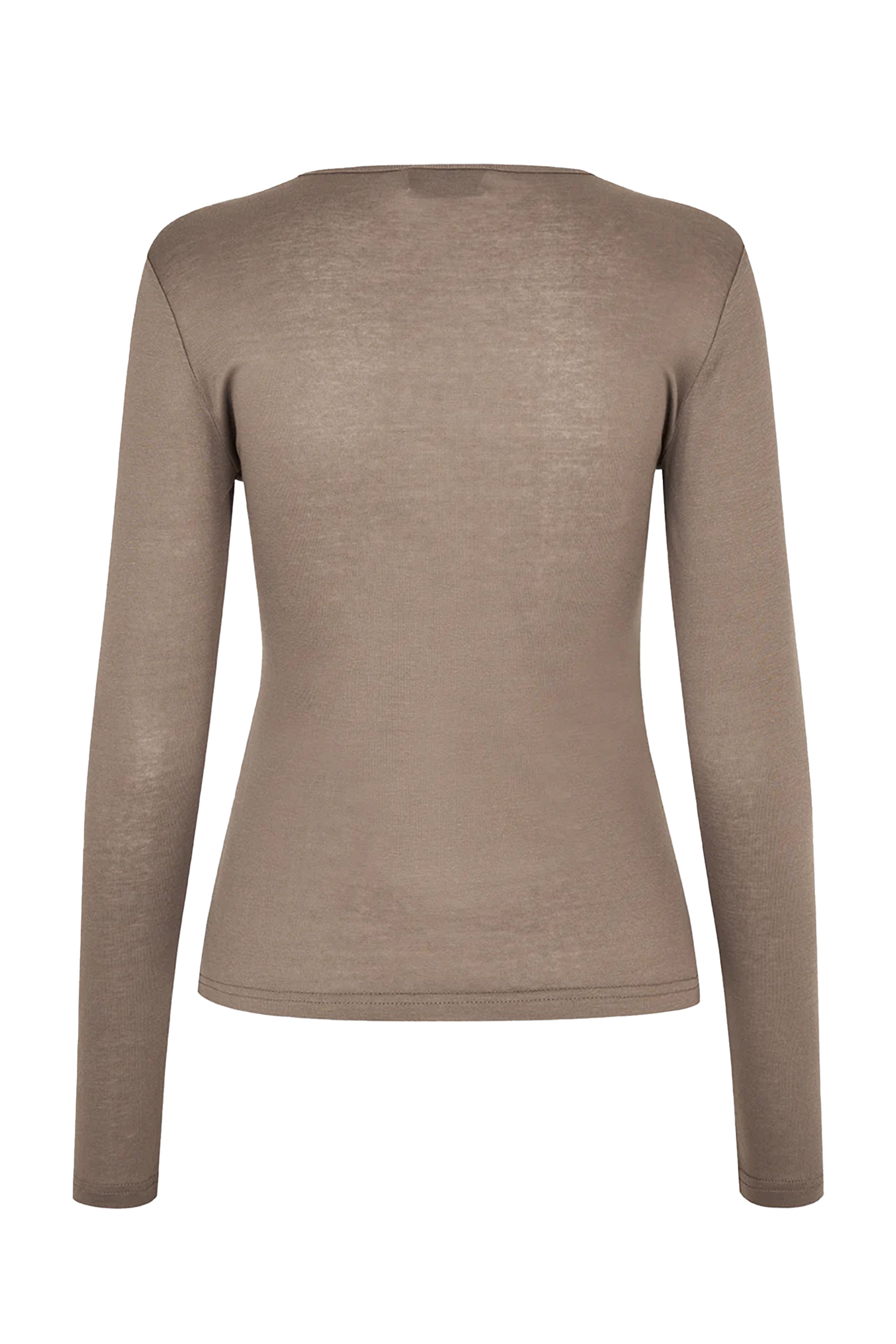 Dames t-shirt lange mouw bruin