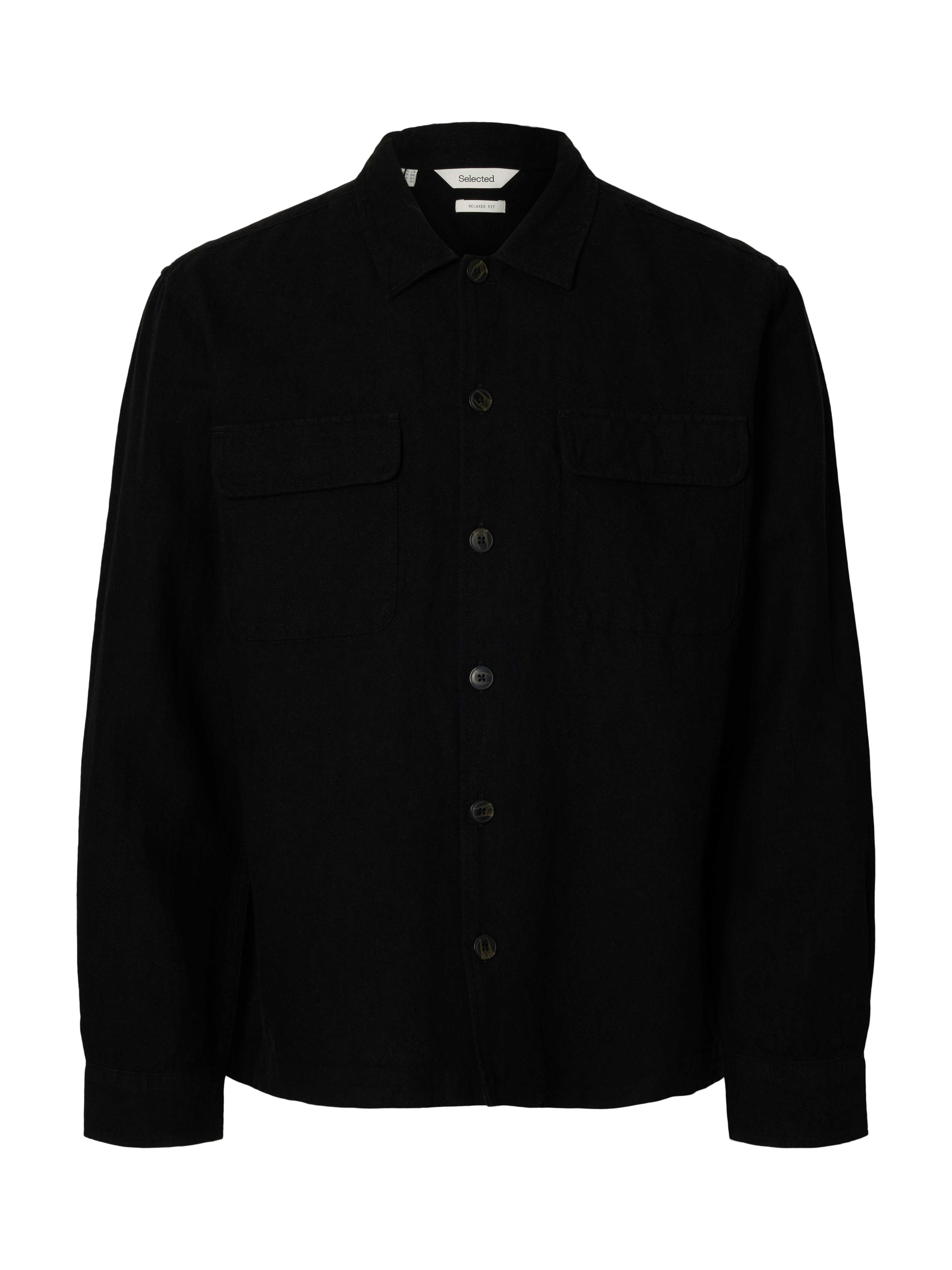 Selected SLH-LEROY LINEN BLEND OVERSHIRT LS 179099-Black 1