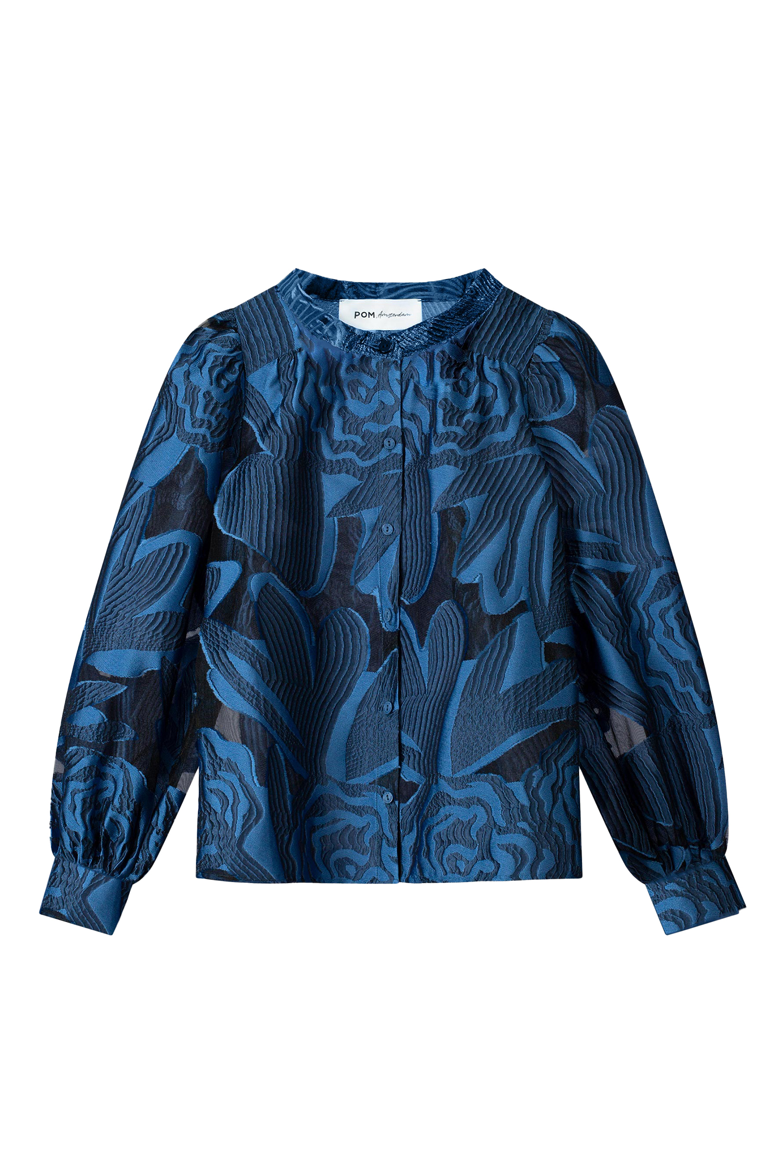 Dames blouse lange mouw blauw
